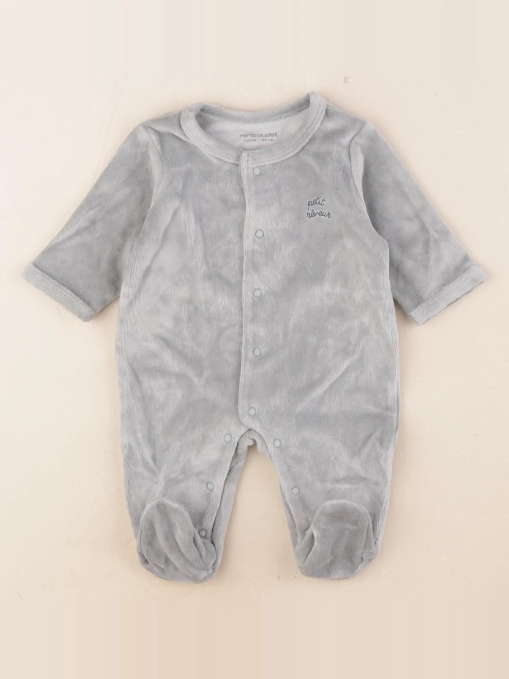 Vertbaudet - pyjama velours vert - 1 mois