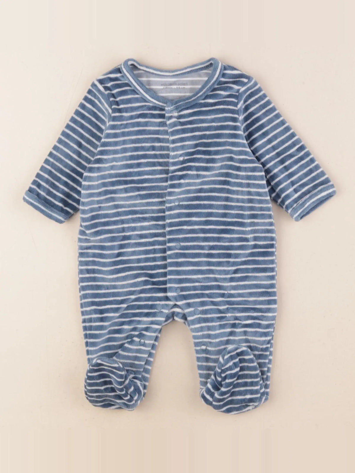 Vertbaudet - pyjama velours bleu, blanc - 1 mois