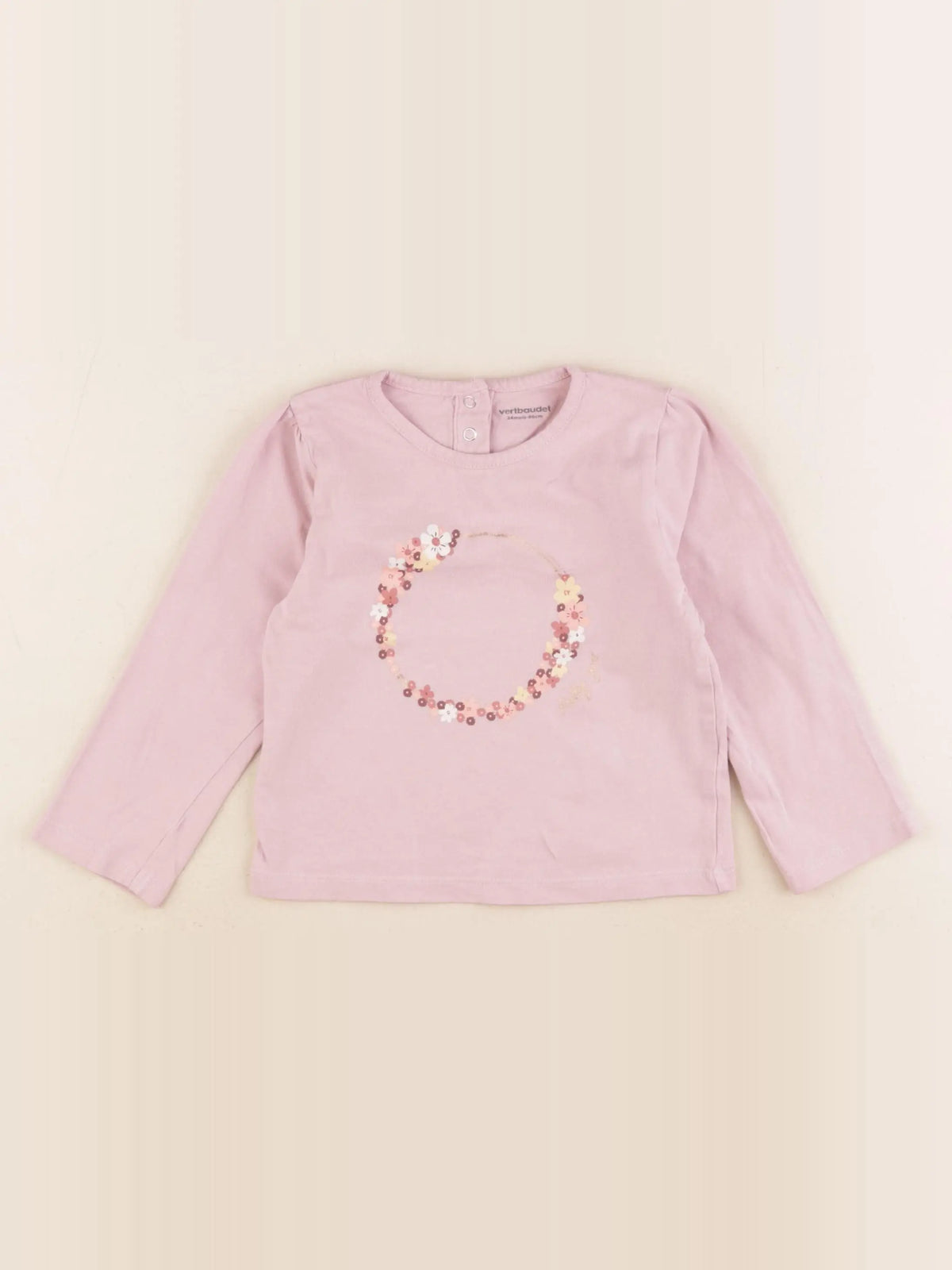 Vertbaudet - tee-shirt rose, or - 24 mois