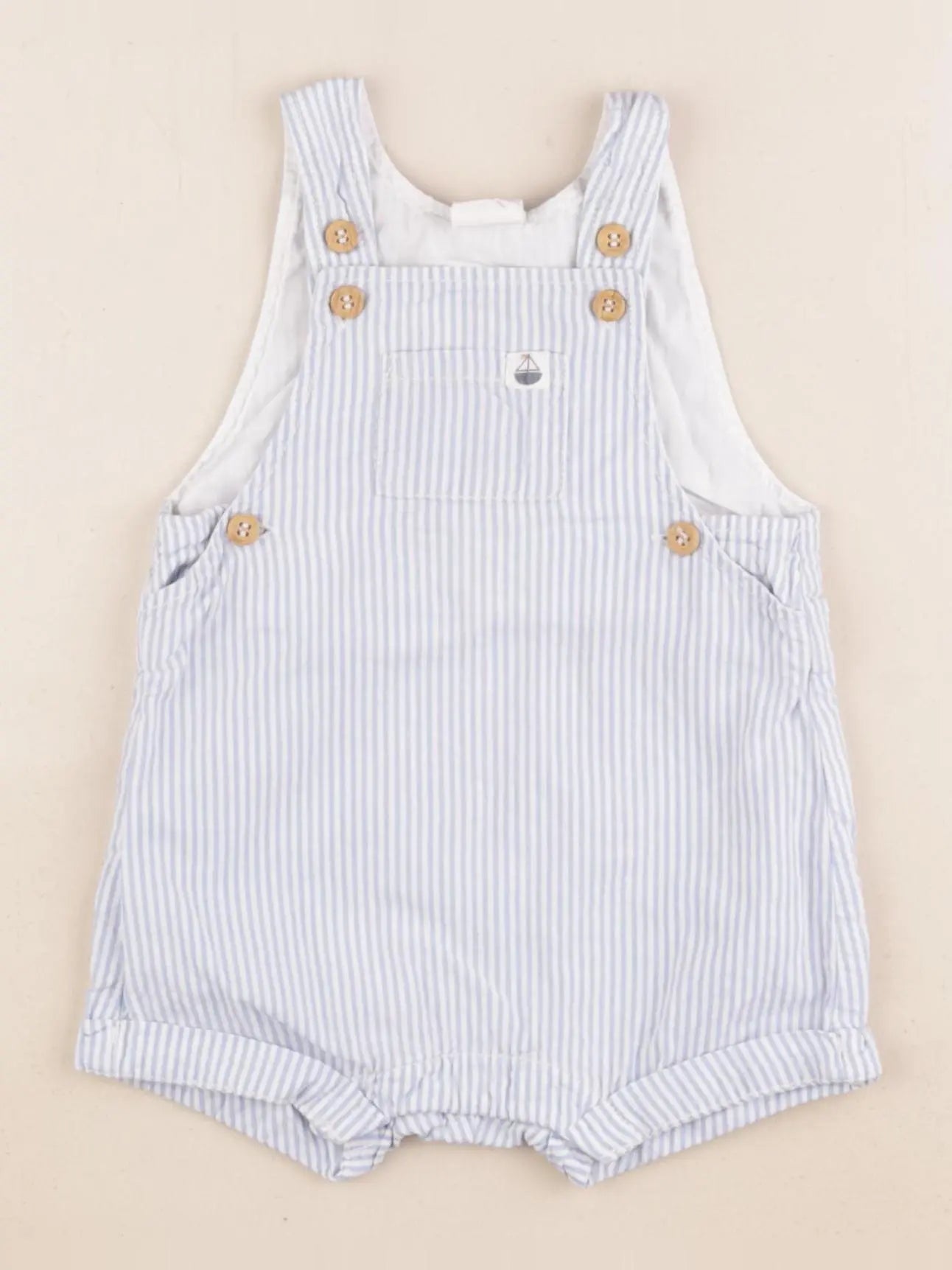 H&M - salopette blanc, bleu - 2/4 mois