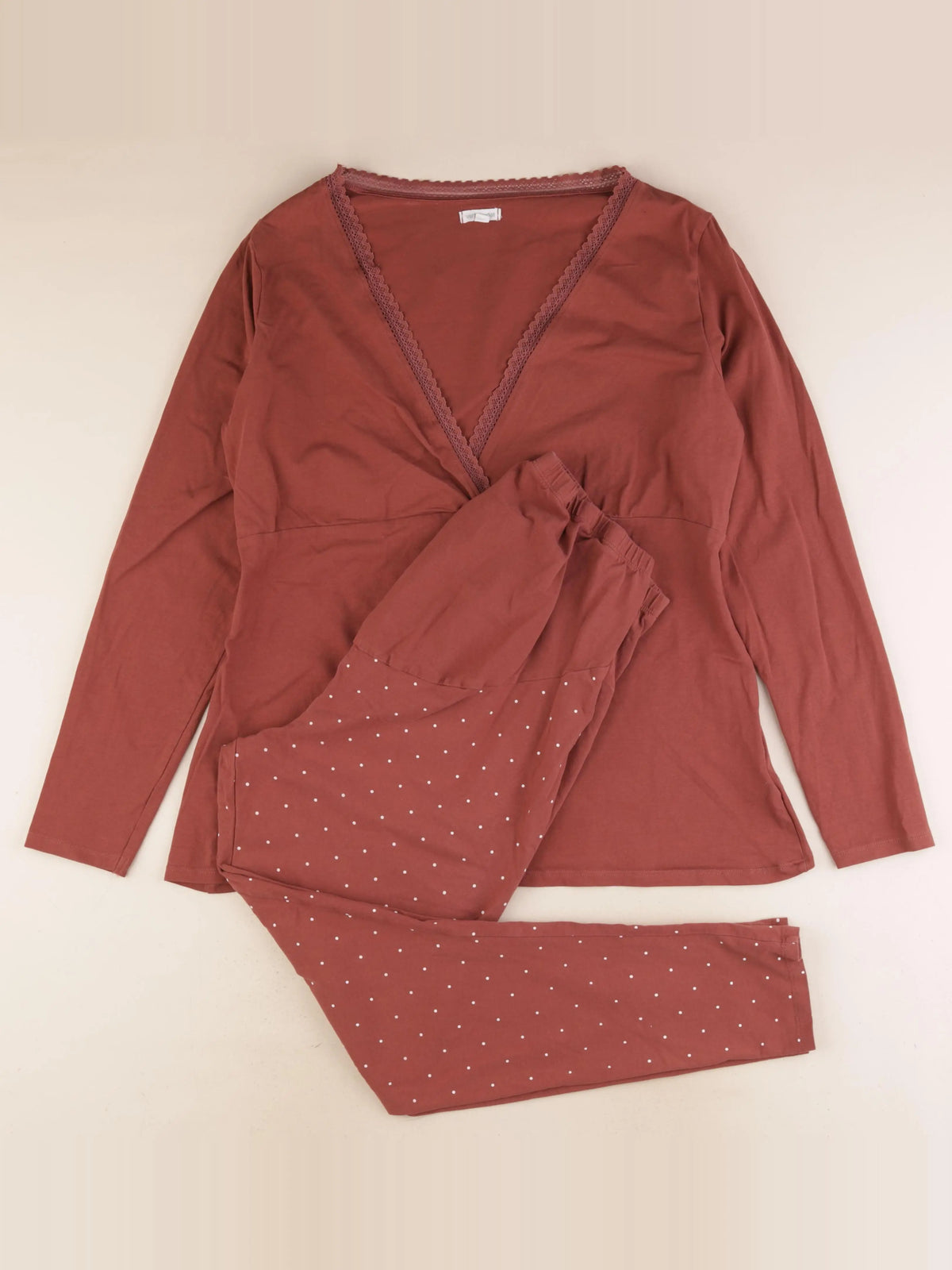 Vertbaudet - pyjama grossesse, allaitement coton marron - 46 à 48