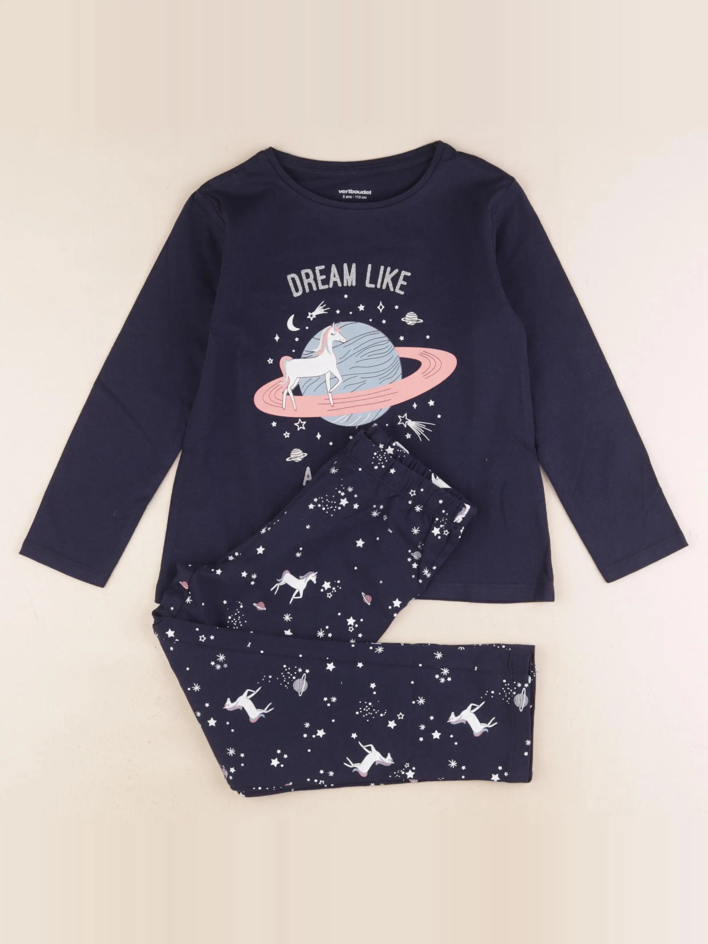Vertbaudet - pyjama coton bleu - 5 ans