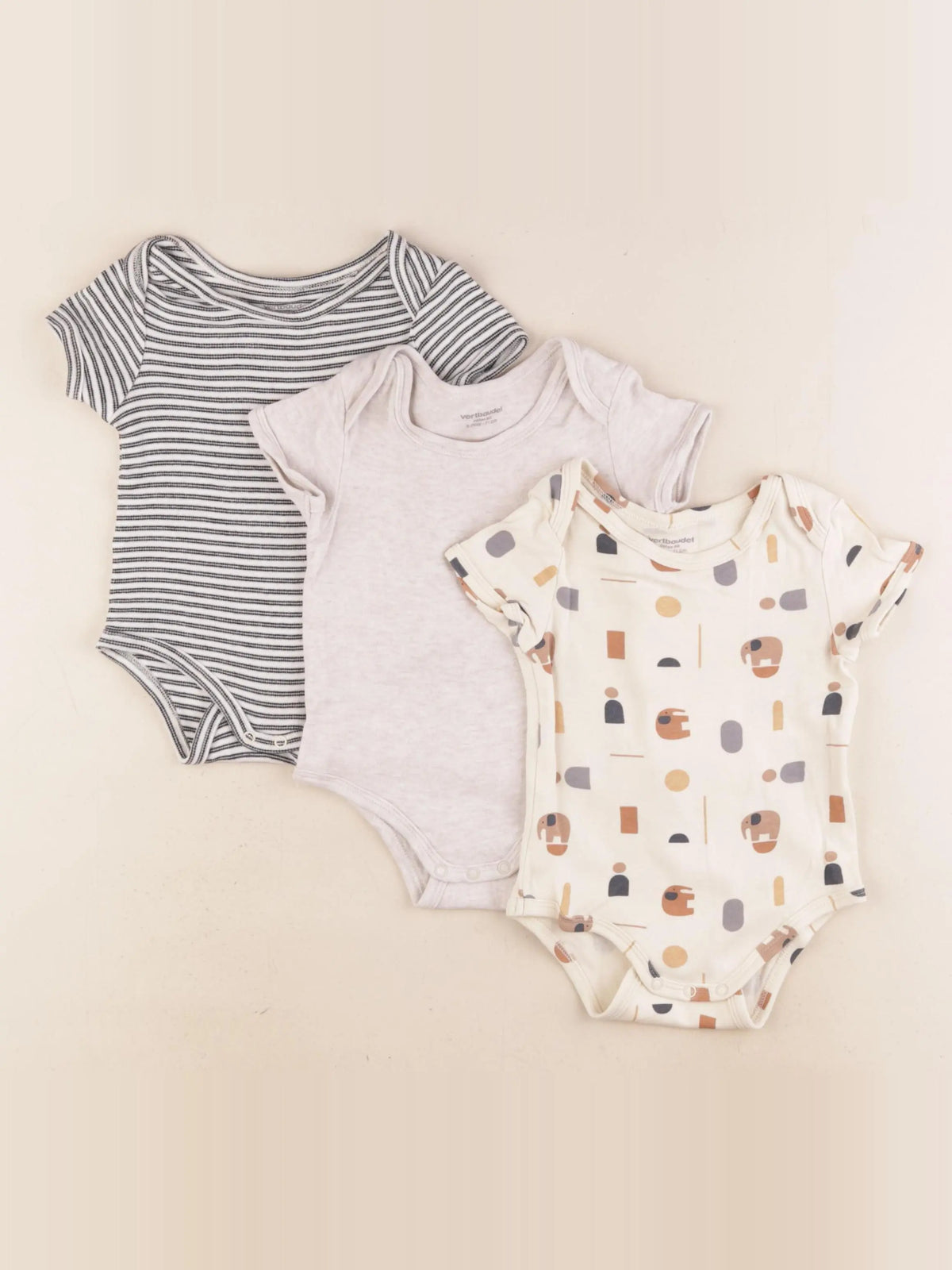 Vertbaudet - lot de 3 bodies en coton multicolore - 9 mois
