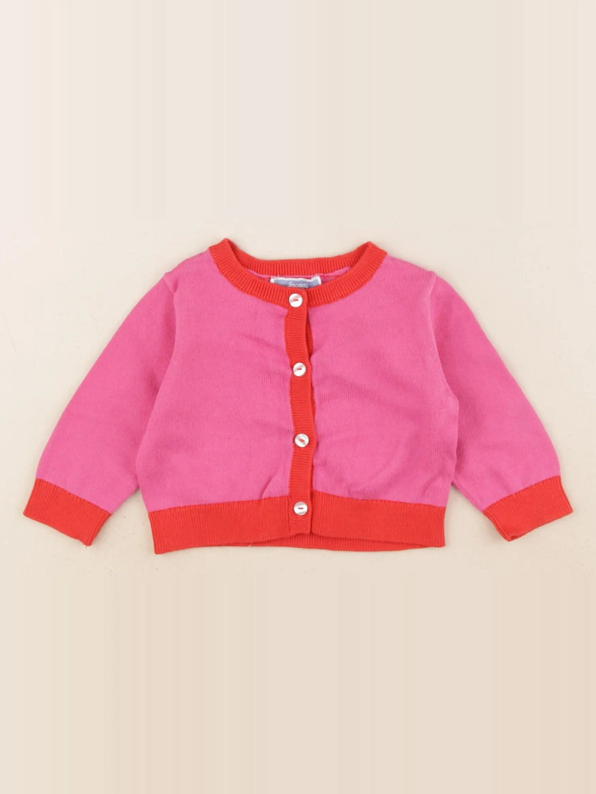 Jacadi - gilet rose, rouge - 6 mois