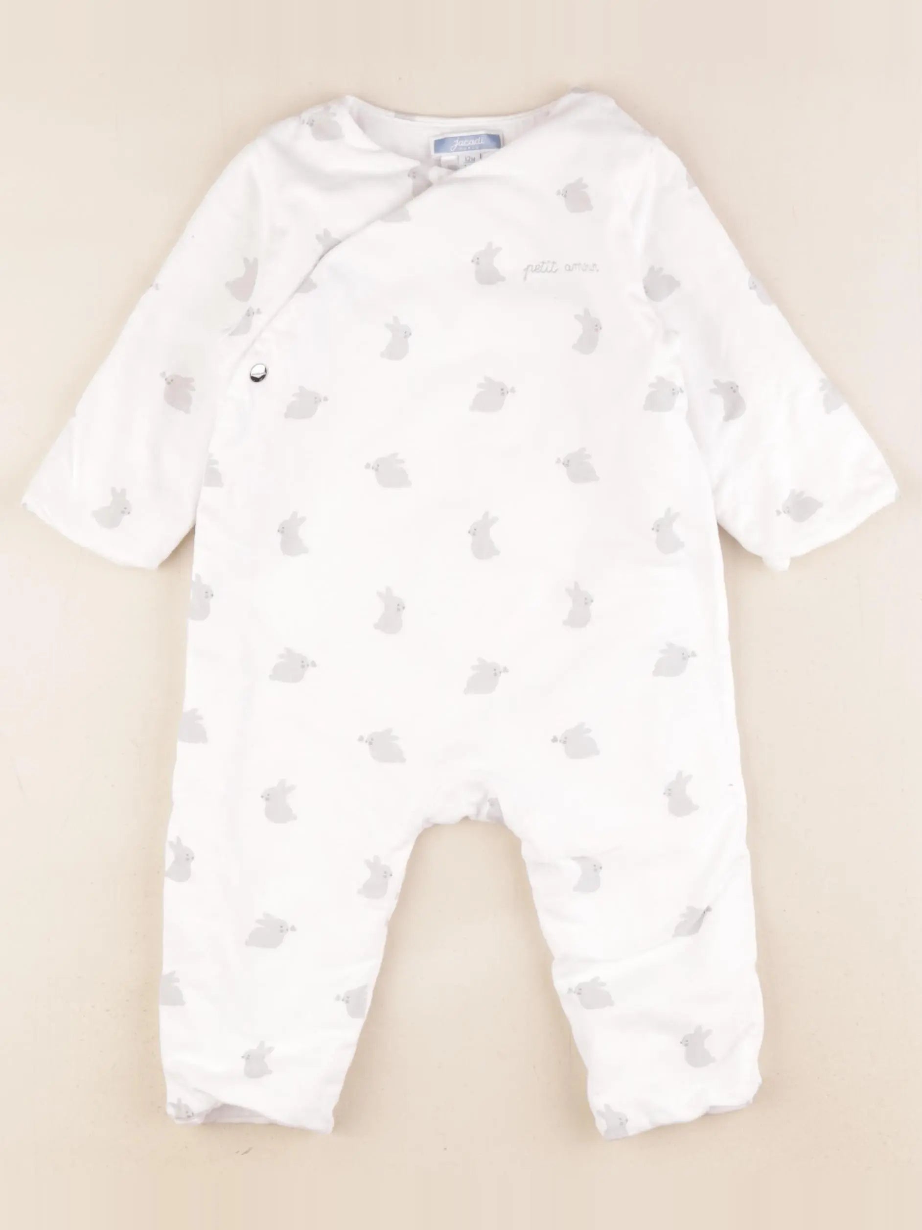 Jacadi - combinaison doublé blanc, gris - 12 mois