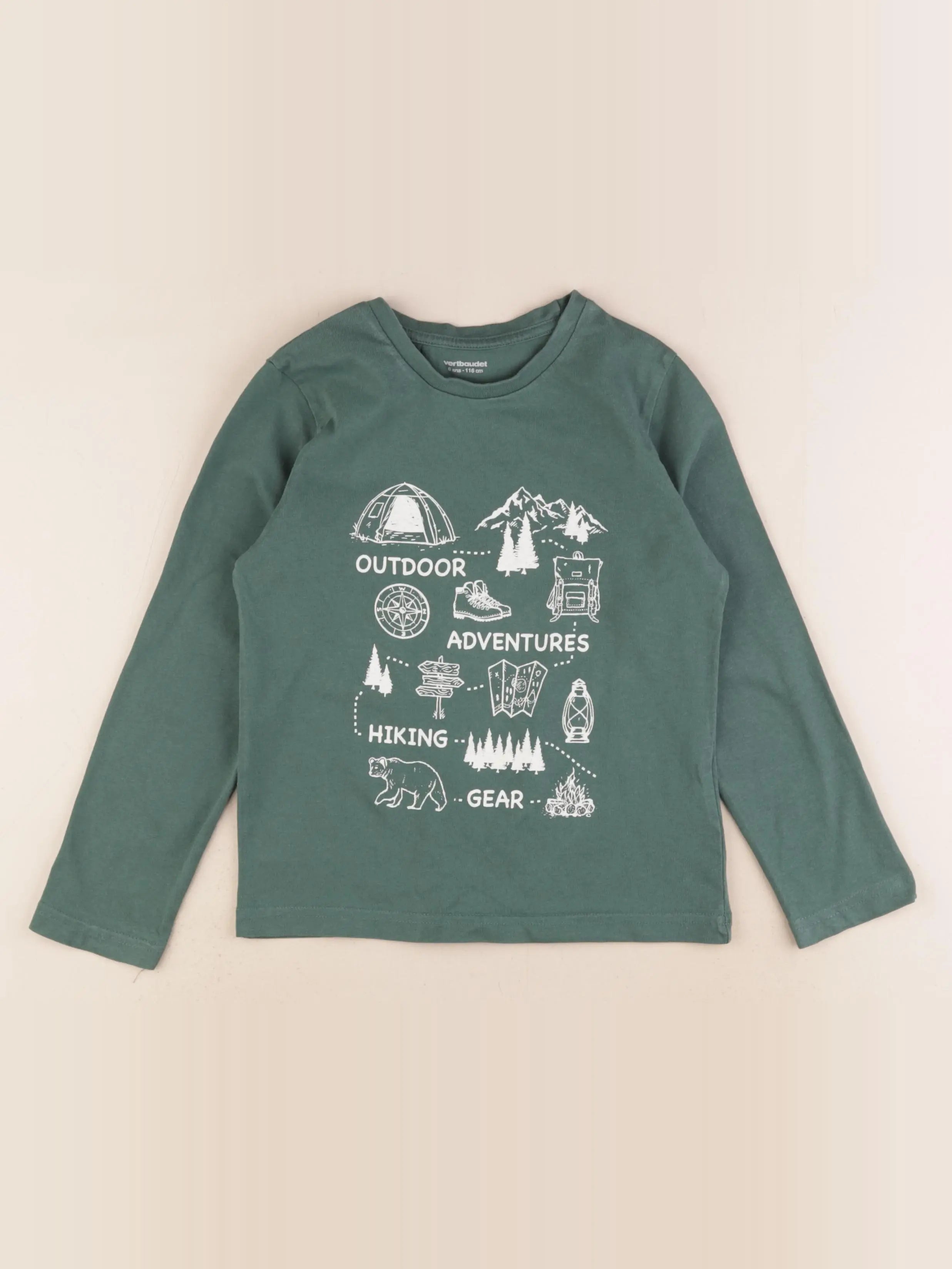Vertbaudet - tee-shirt vert - 6 ans