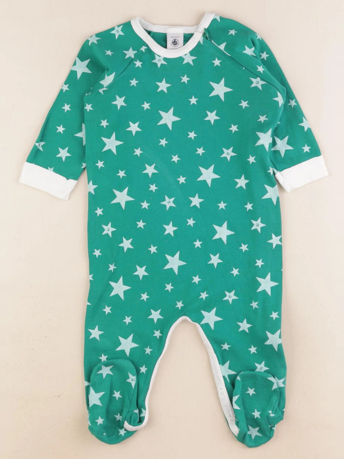 Petit Bateau - pyjama coton vert - 12 mois