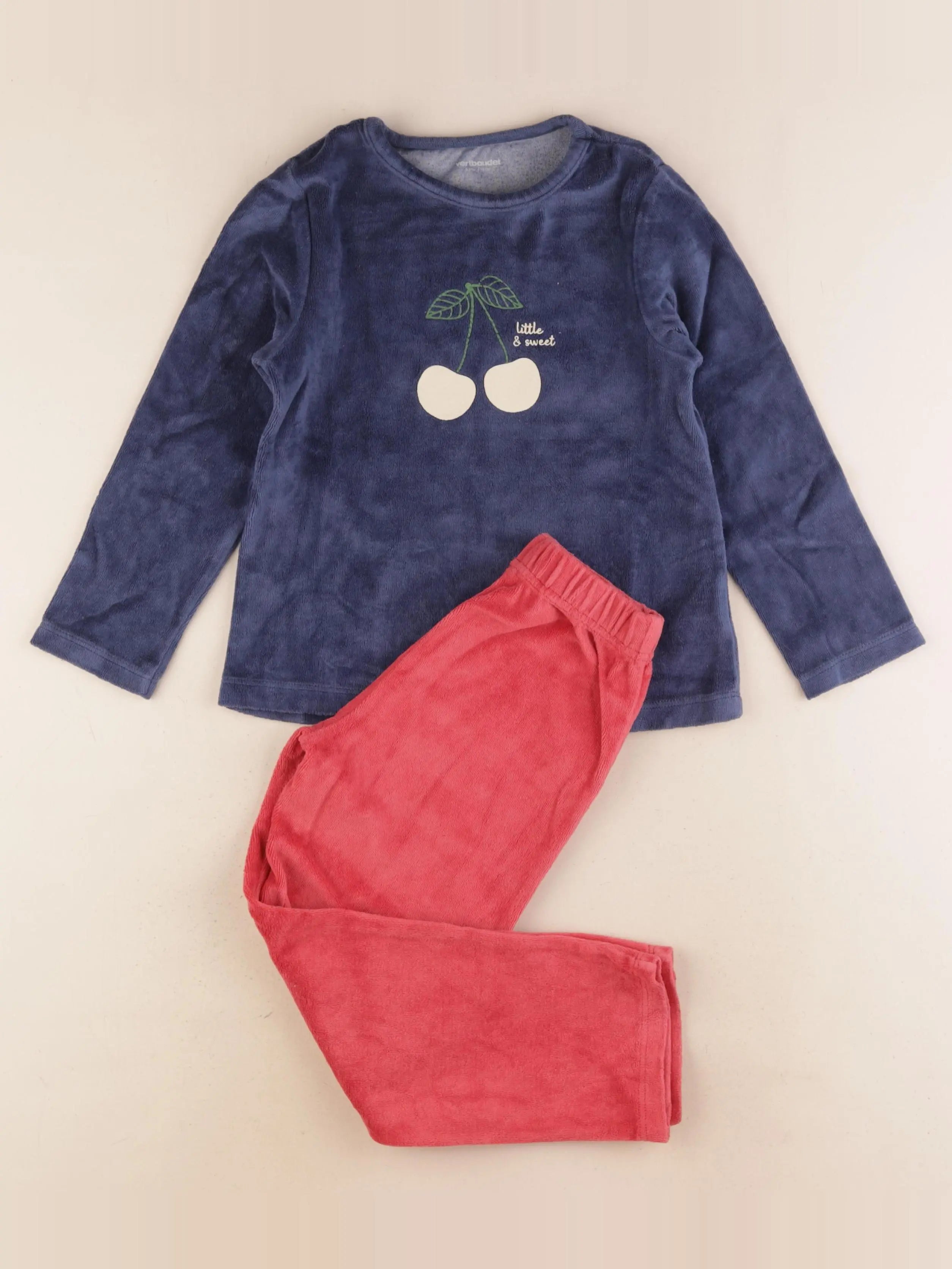 Vertbaudet - pyjama velours bleu, rouge - 6 ans