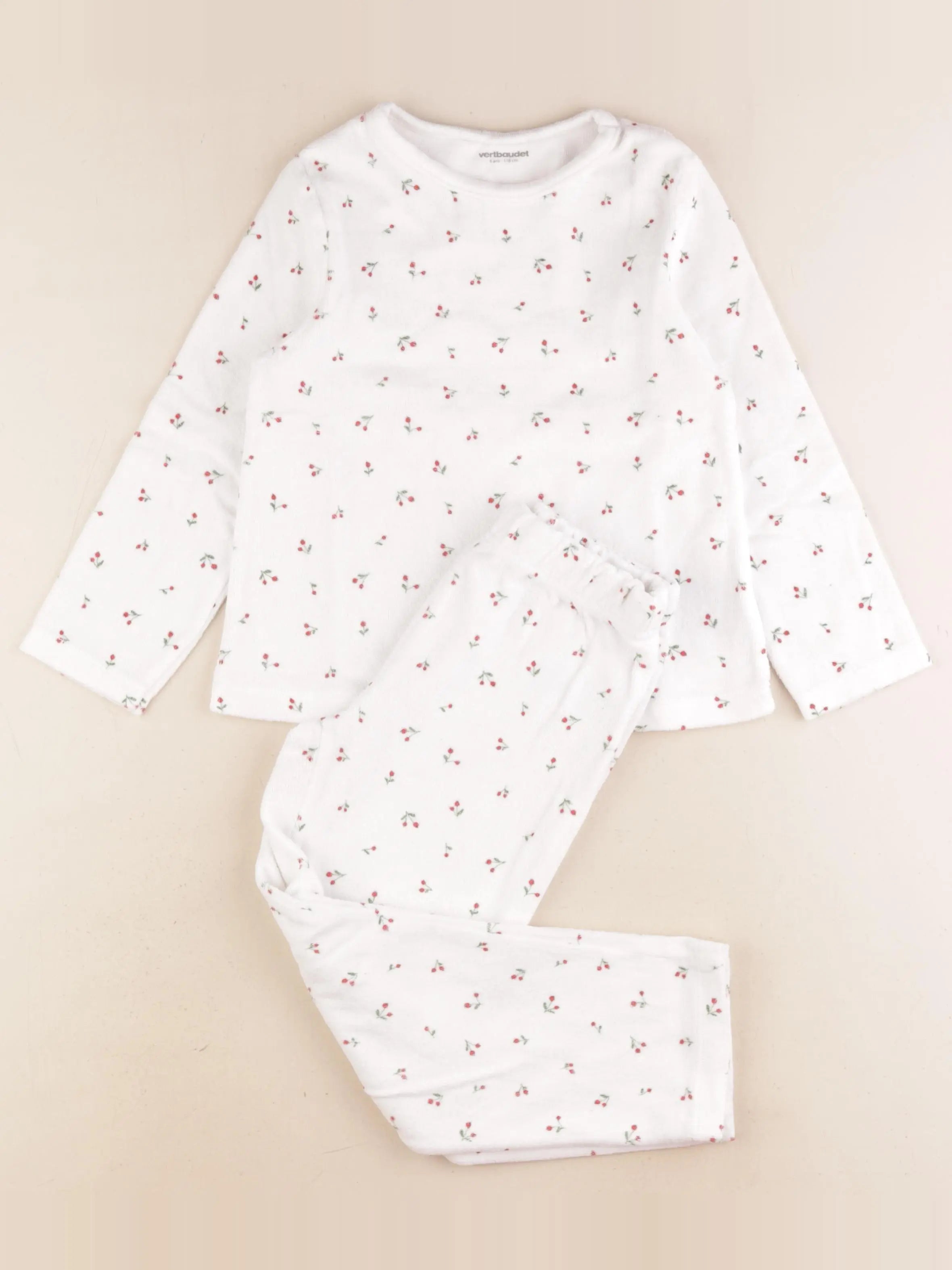 Vertbaudet - pyjama velours blanc - 6 ans