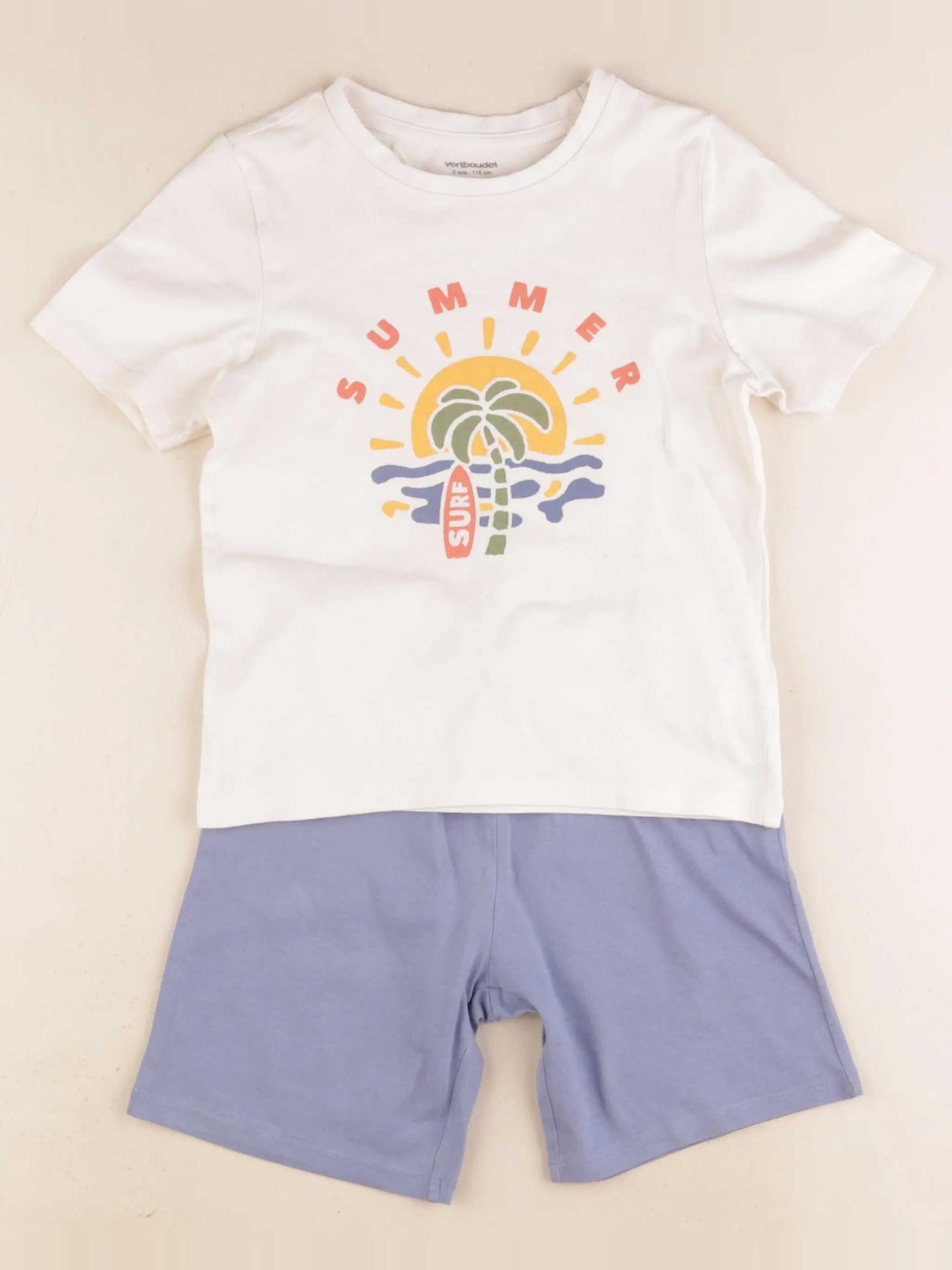 Vertbaudet - pyjama coton bleu, blanc - 6 ans