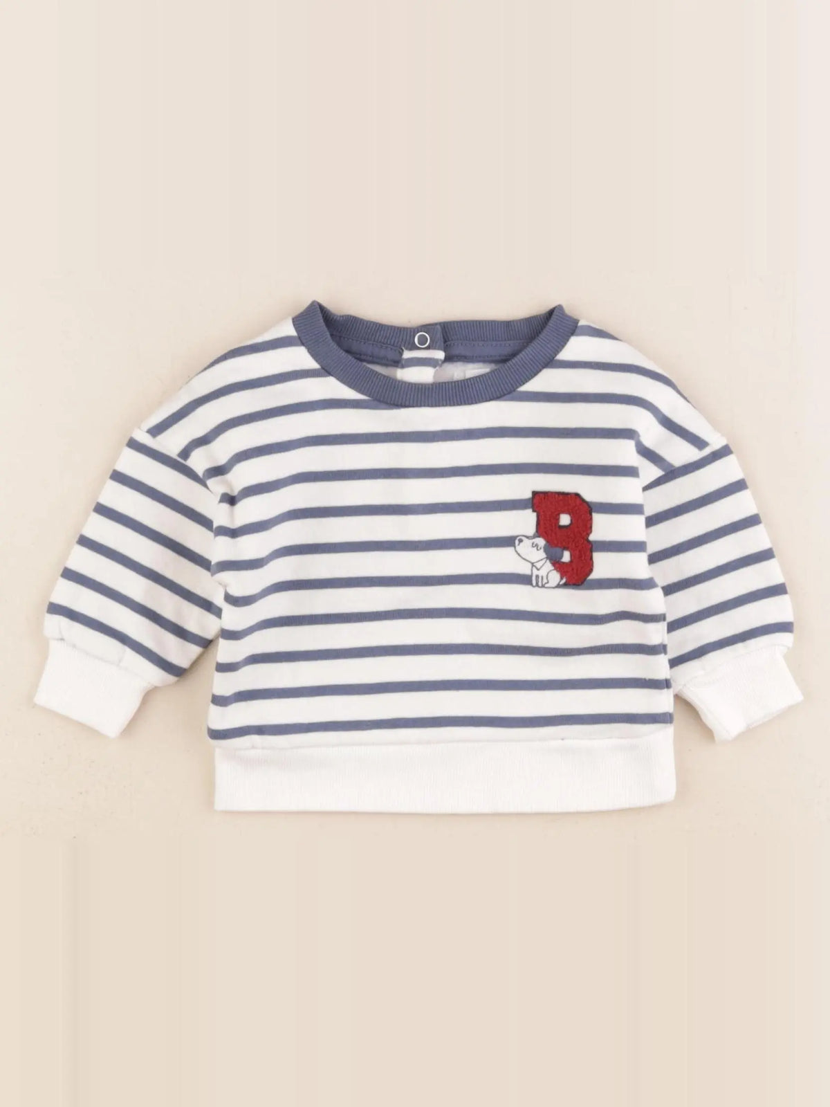 Vertbaudet - sweat blanc, bleu - 3 mois