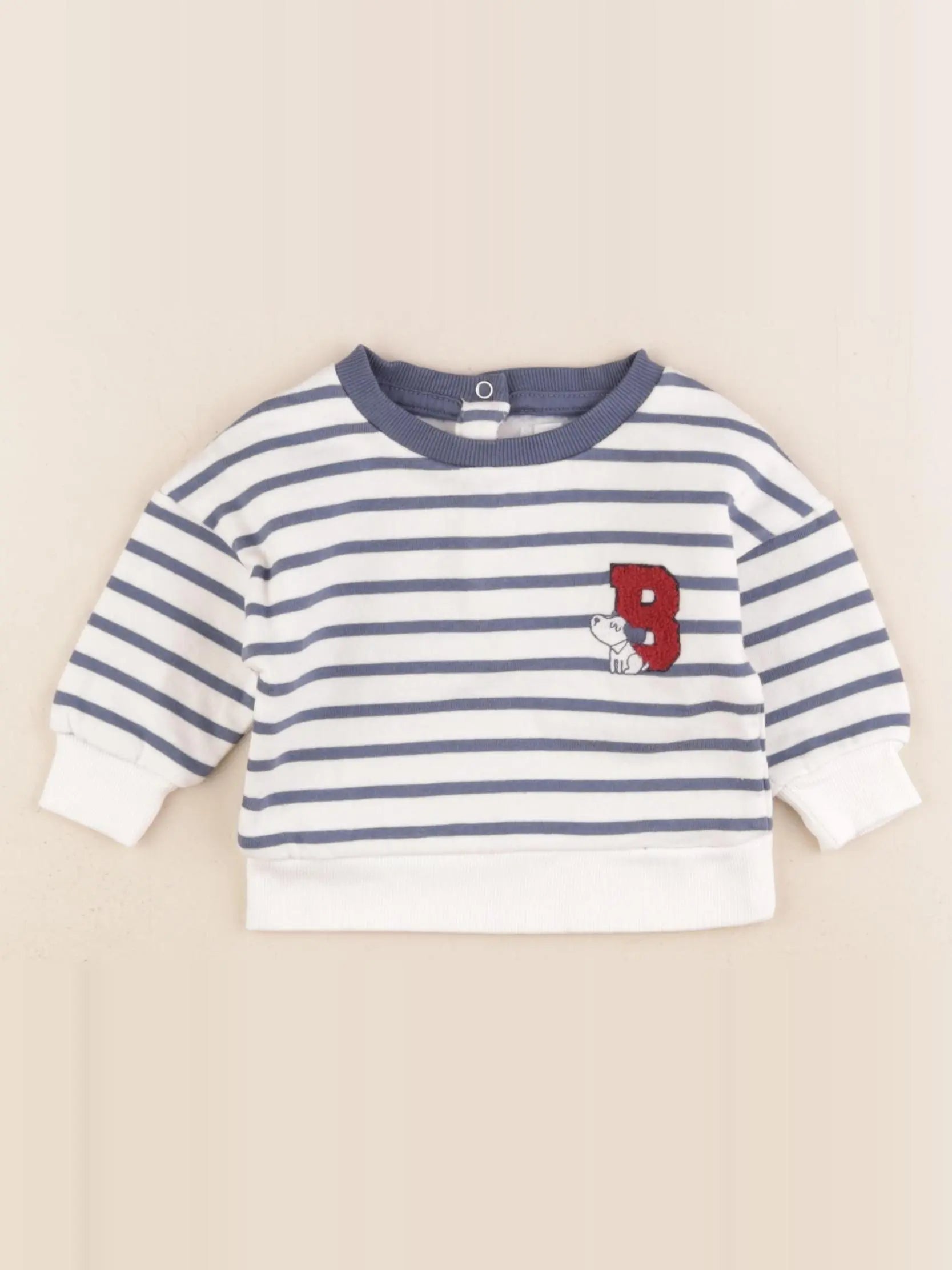 Vertbaudet - sweat blanc, bleu - 3 mois