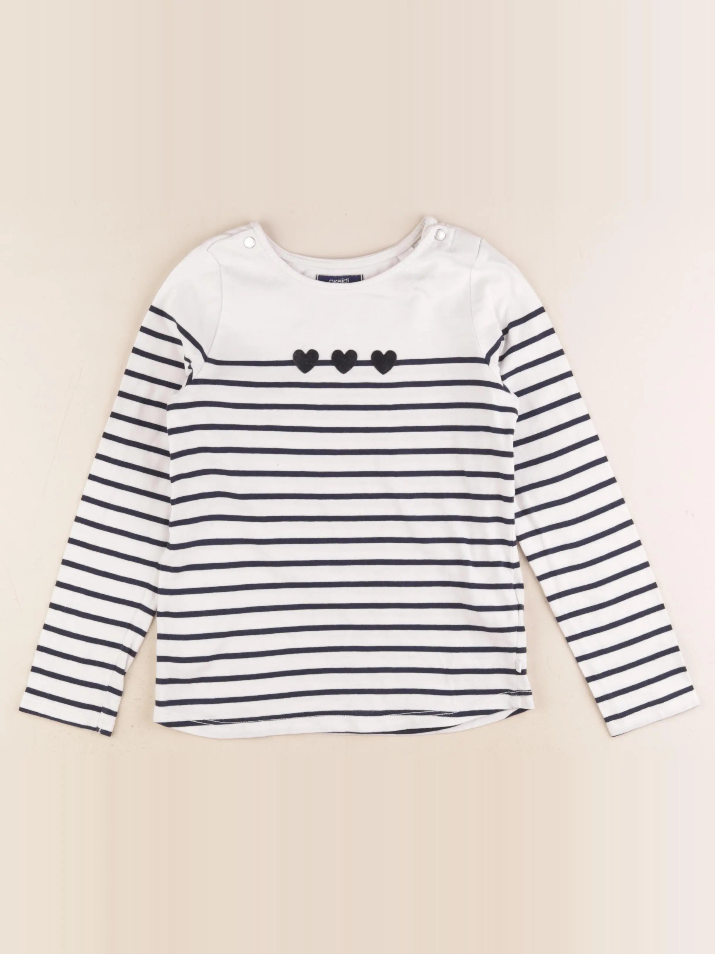 Okaidi - tee-shirt blanc, bleu - 8 ans