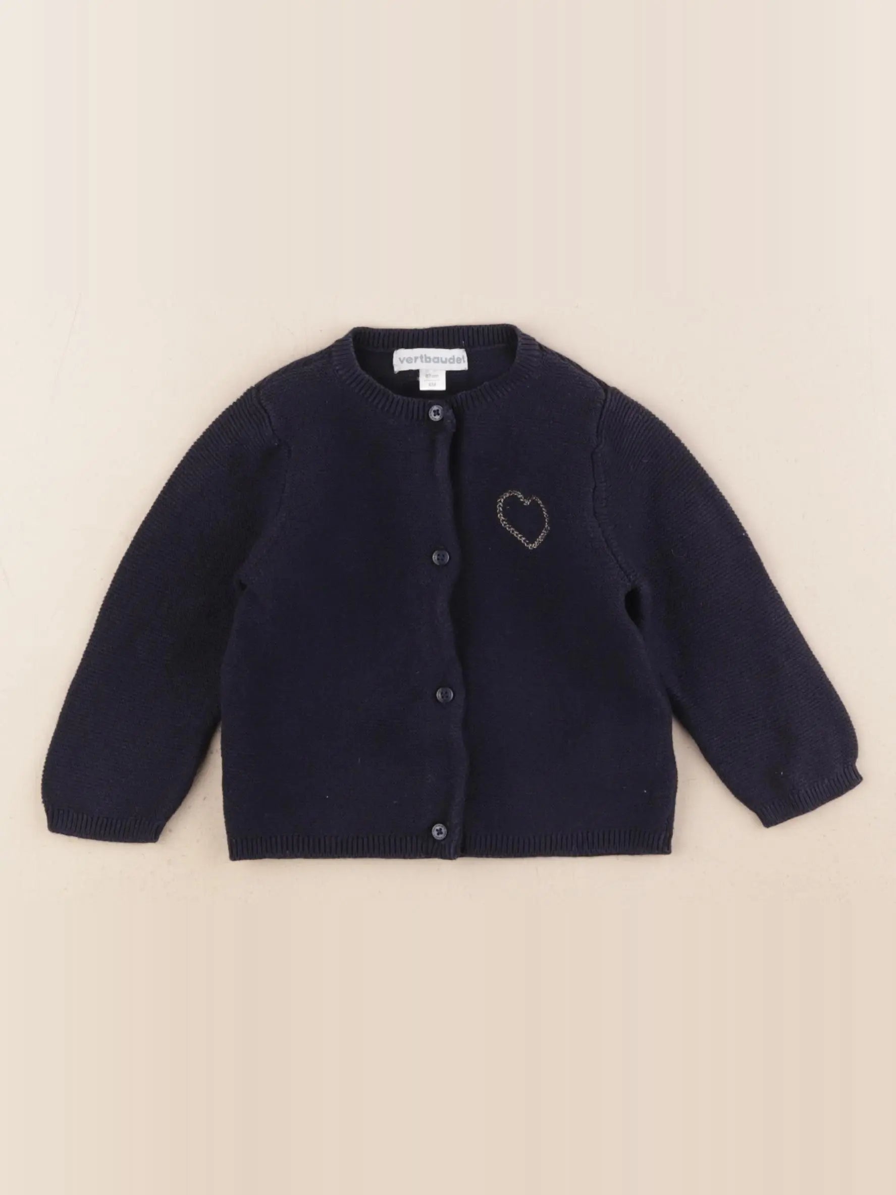 Vertbaudet - gilet bleu, or - 6 mois