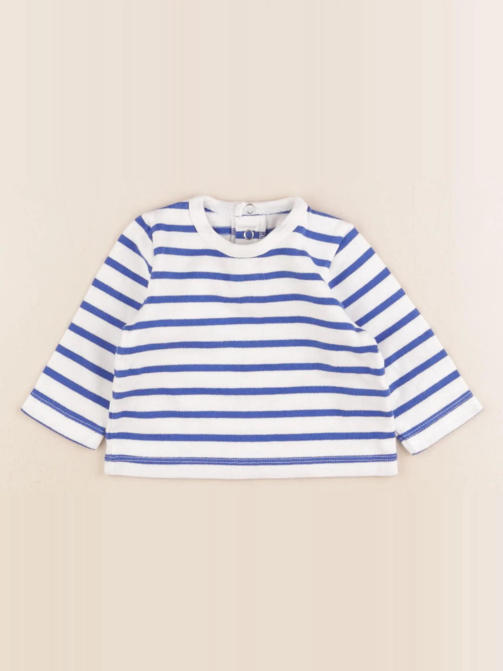 Petit Bateau - tee-shirt bleu, blanc - 6 mois
