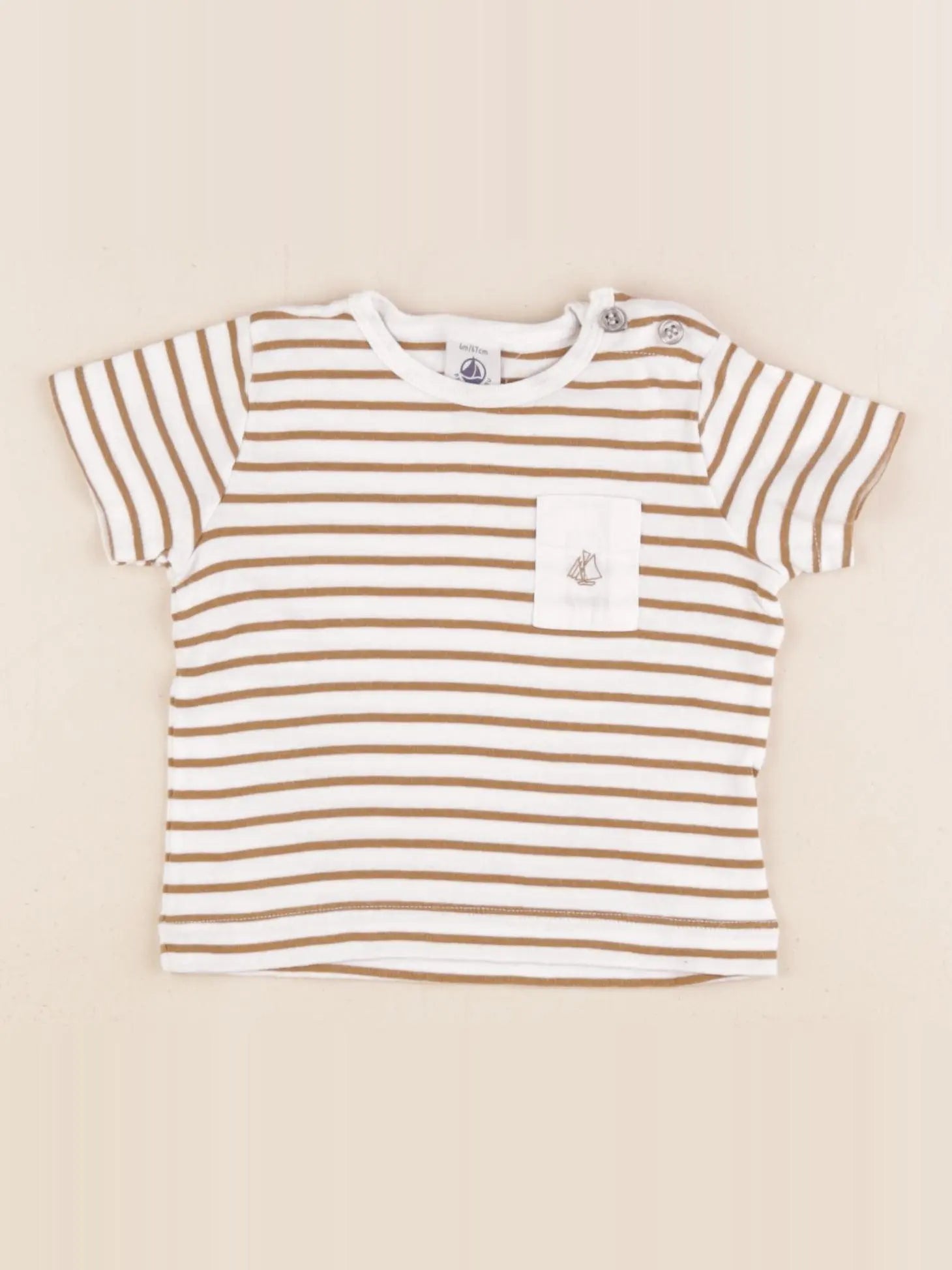 Petit Bateau - tee-shirt marron - 6 mois