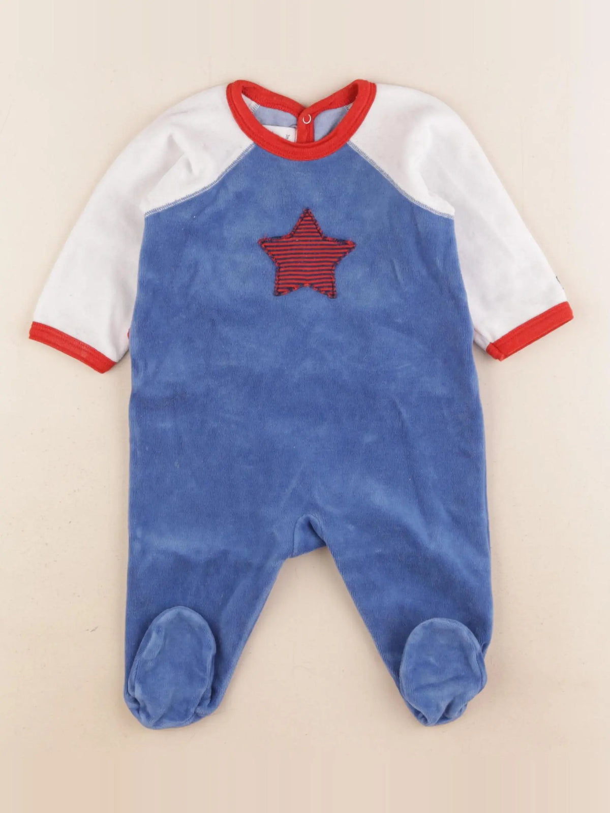 Petit Bateau - pyjama velours bleu, multicolore - 3 mois
