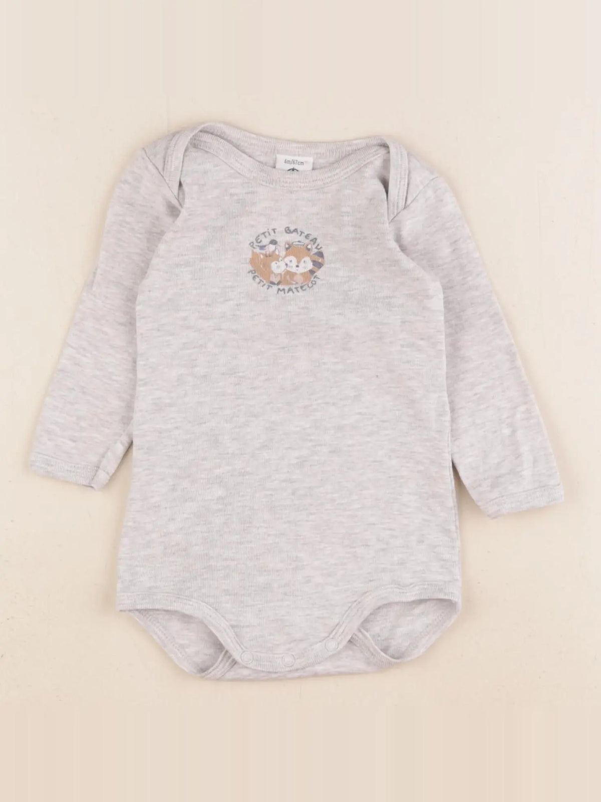 Petit Bateau - body gris - 6 mois