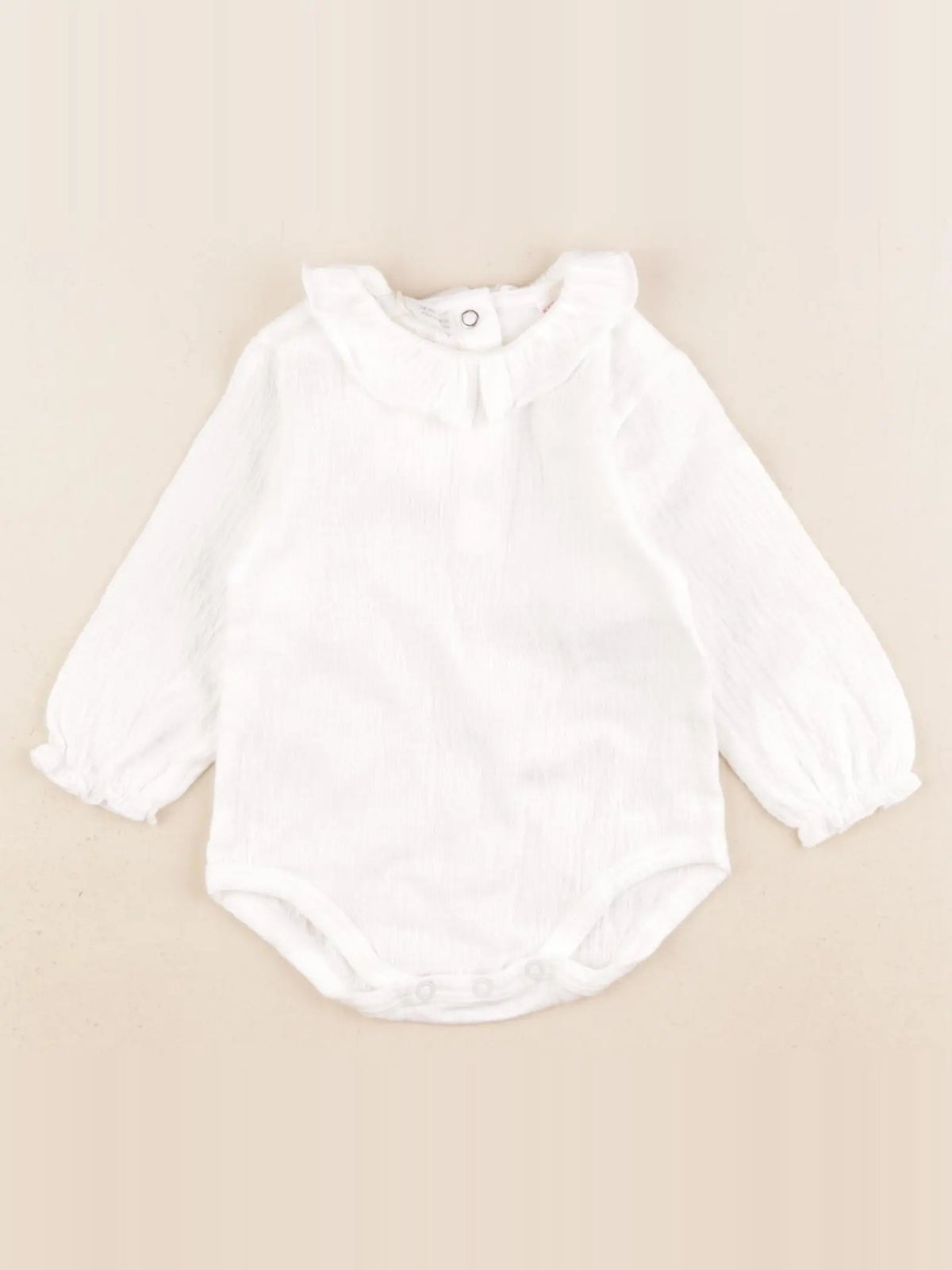 Zara - body à col beige, blanc - 3/6 mois