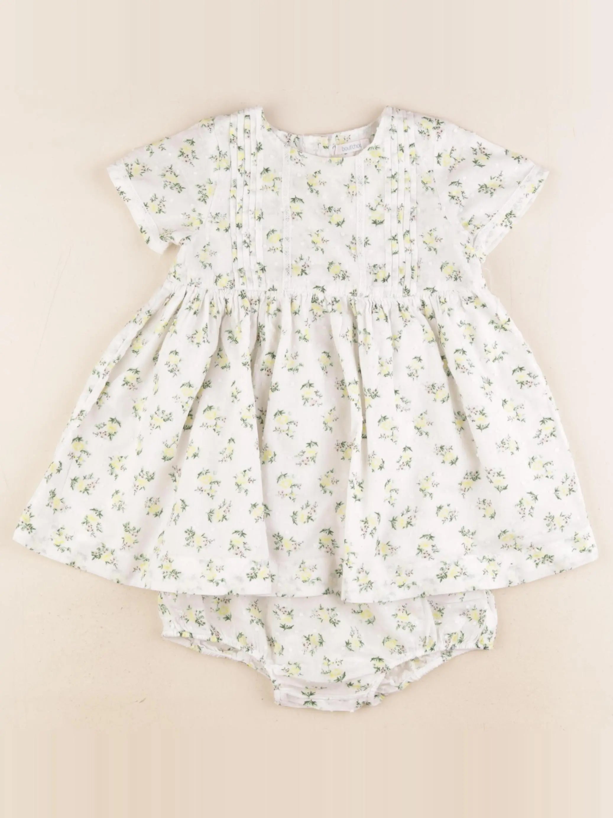Boutchou - robe blanc, vert - 12 mois