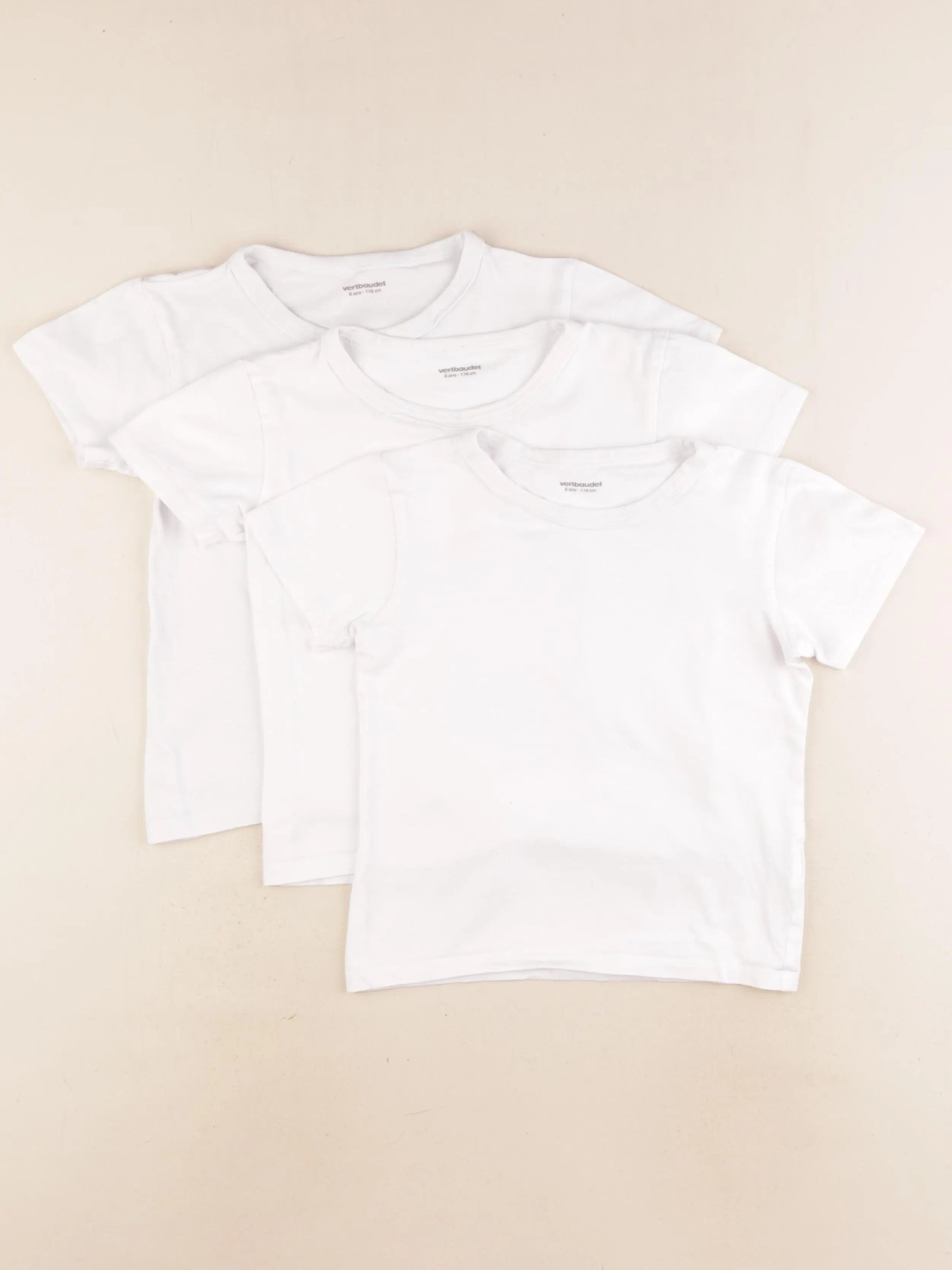 Vertbaudet - lot de 3 maillots de corps blanc - 6 ans