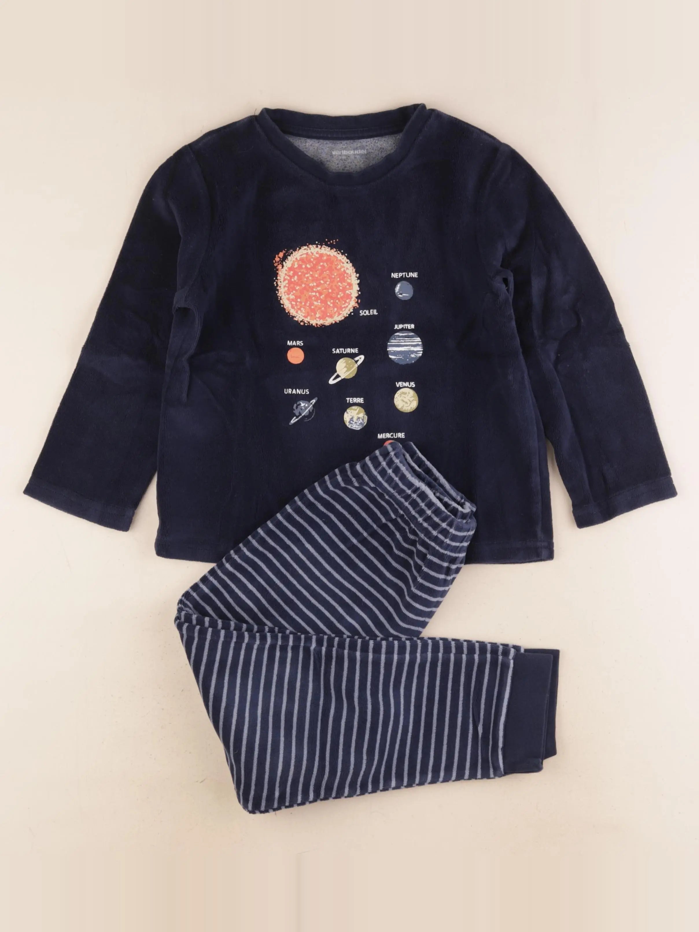 Vertbaudet - pyjama velours bleu - 6 ans
