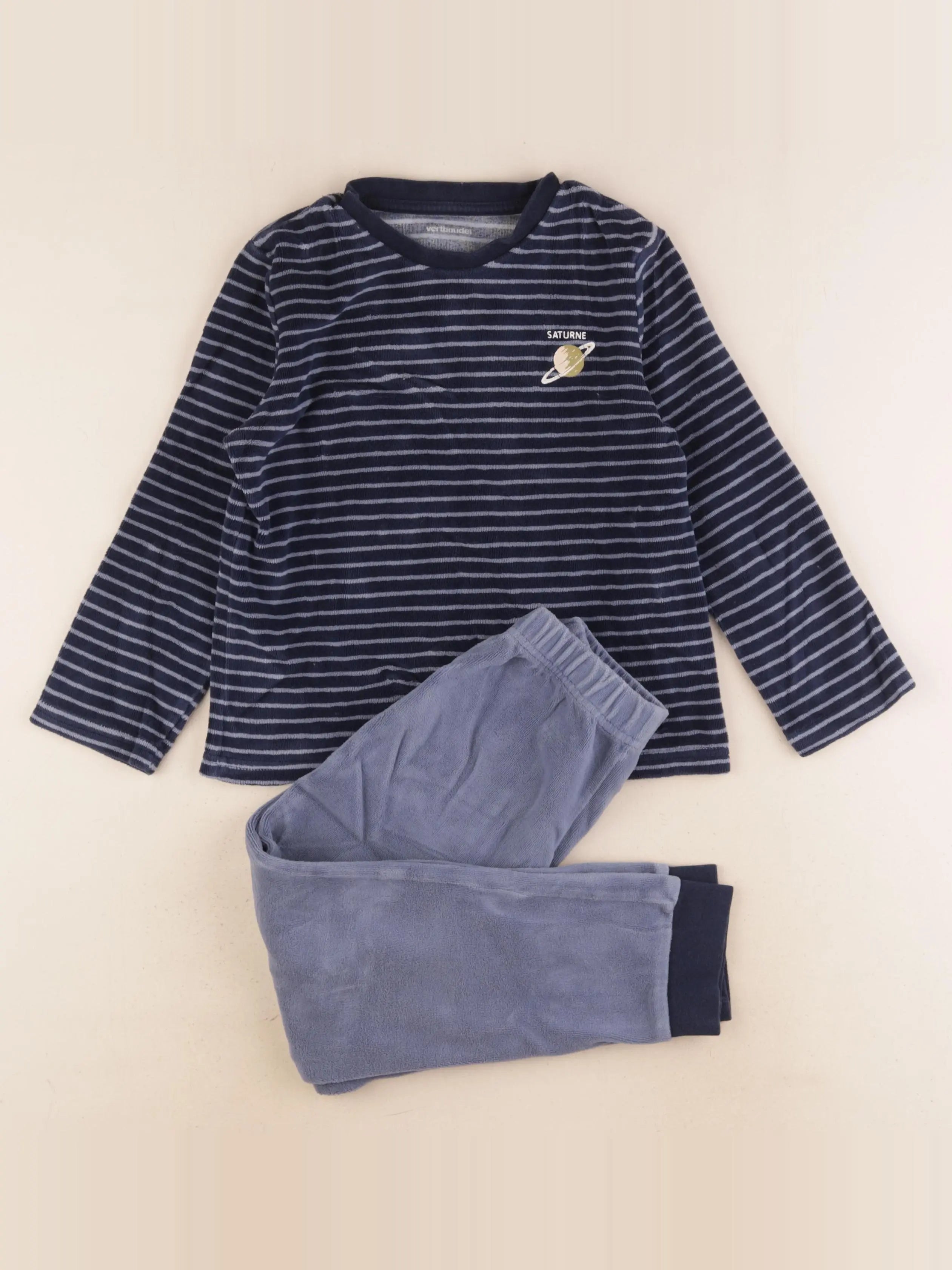 Vertbaudet - pyjama velours bleu - 6 ans