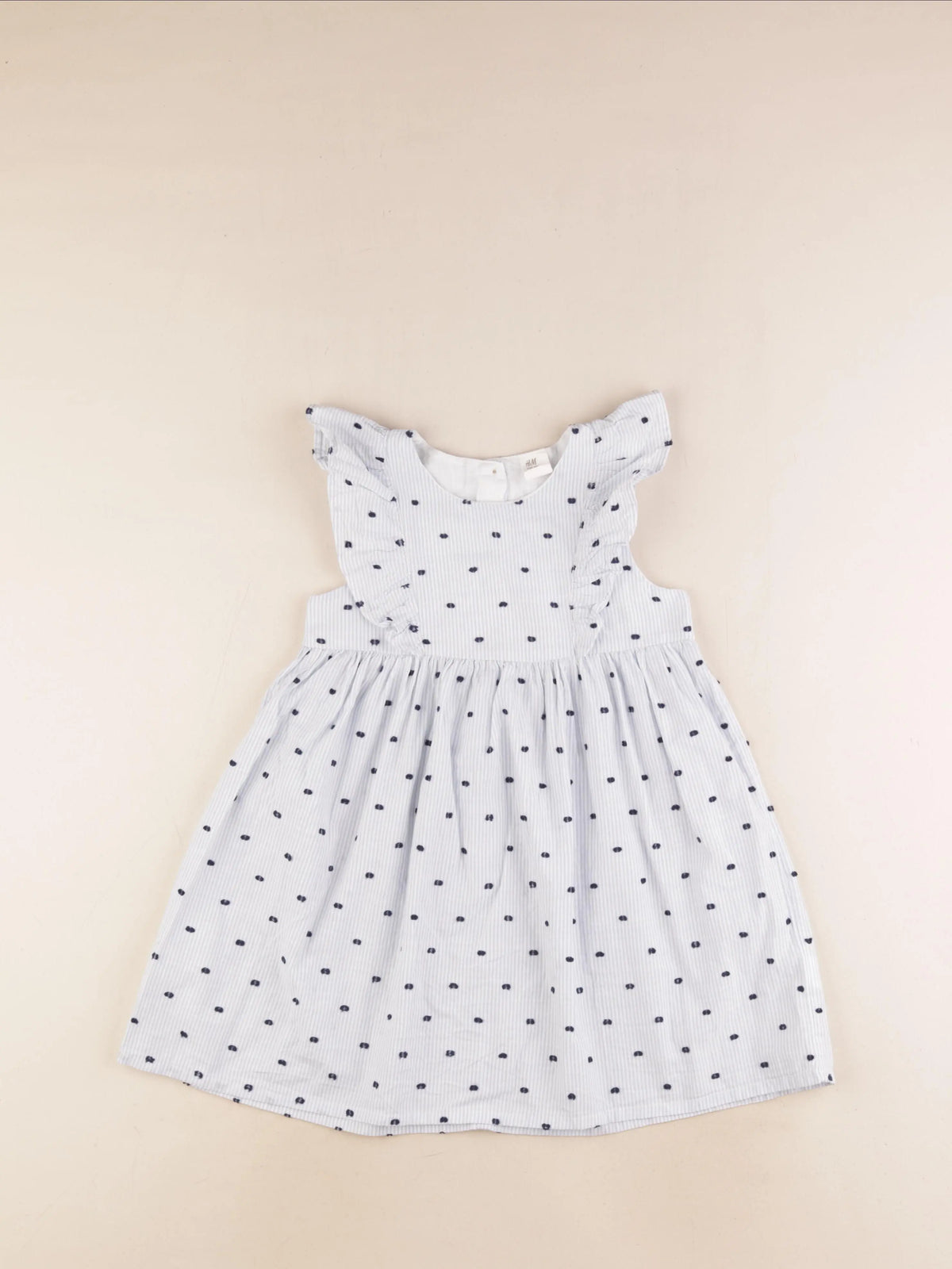 H&M - robe blanc, bleu - 3/4 ans