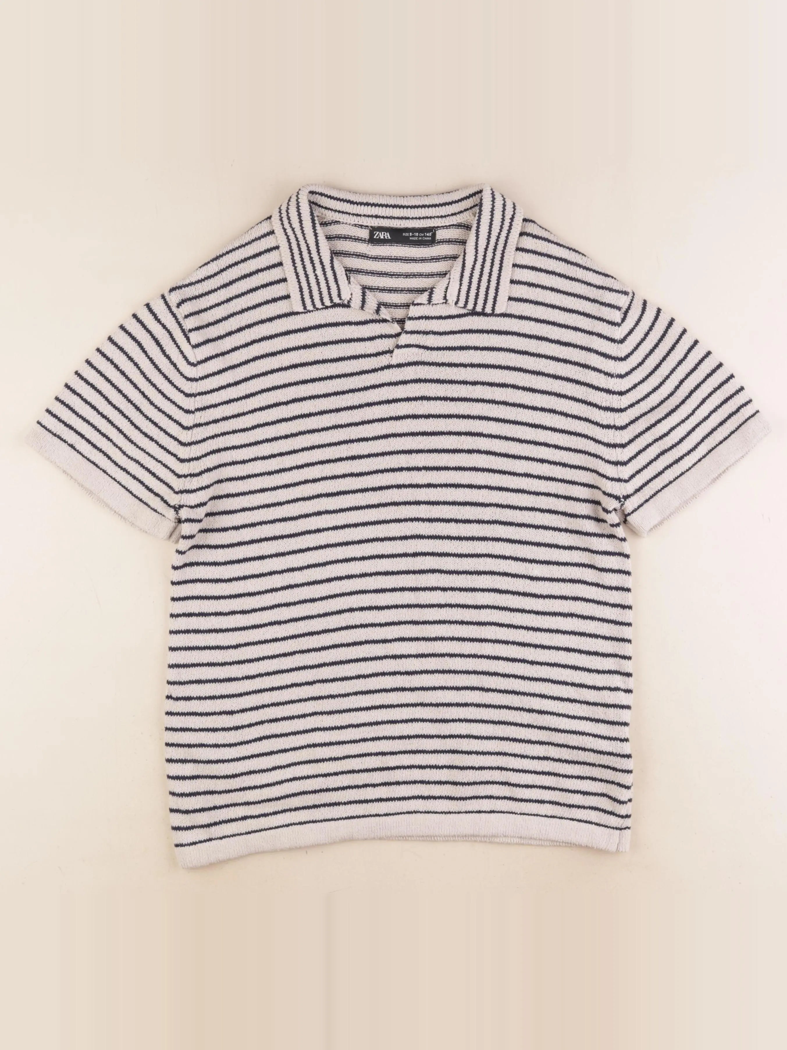 Zara - polo bleu, beige - 9/10 ans