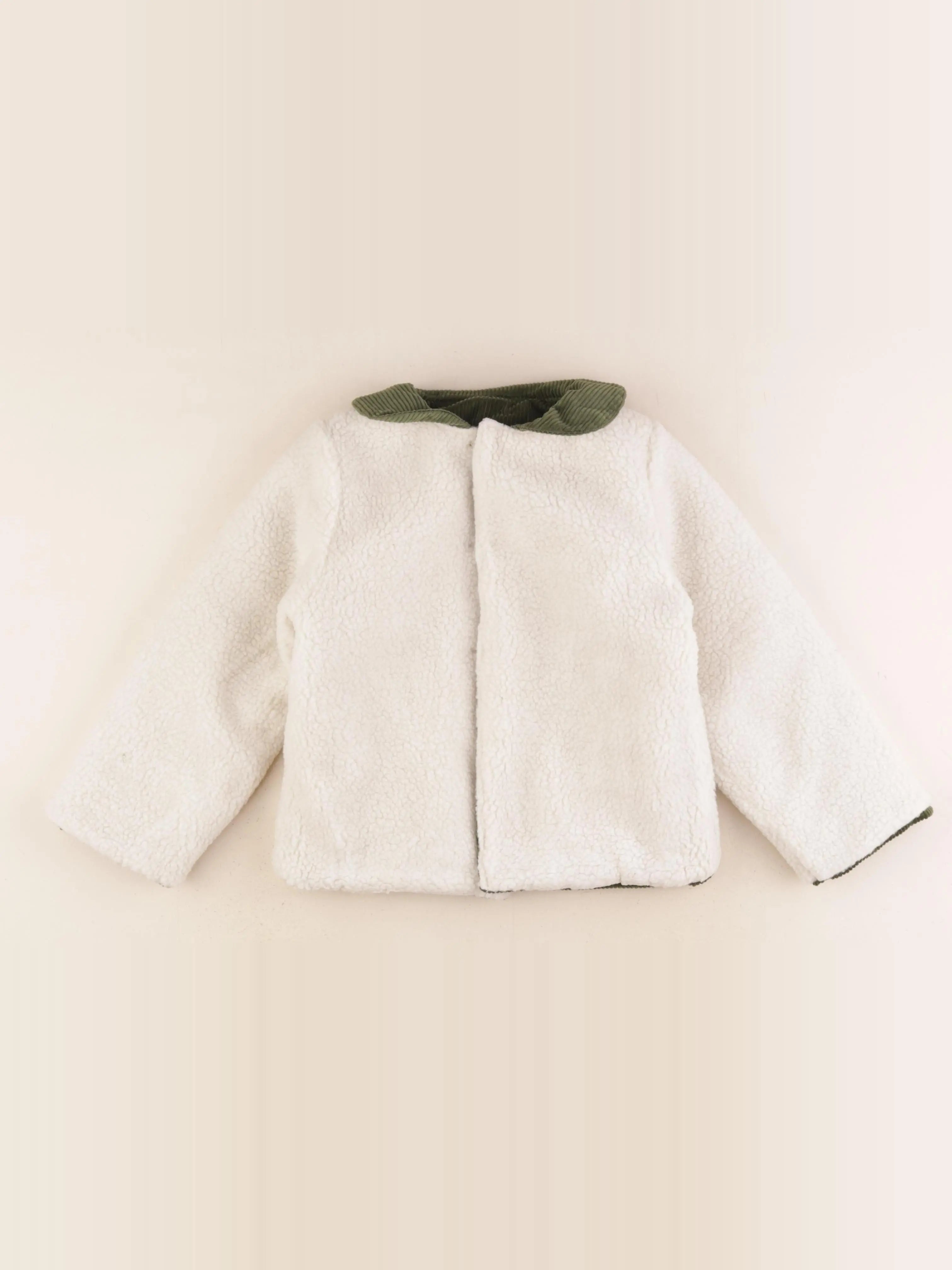 Maison Marelle - manteau réversible vert, beige - 5 ans