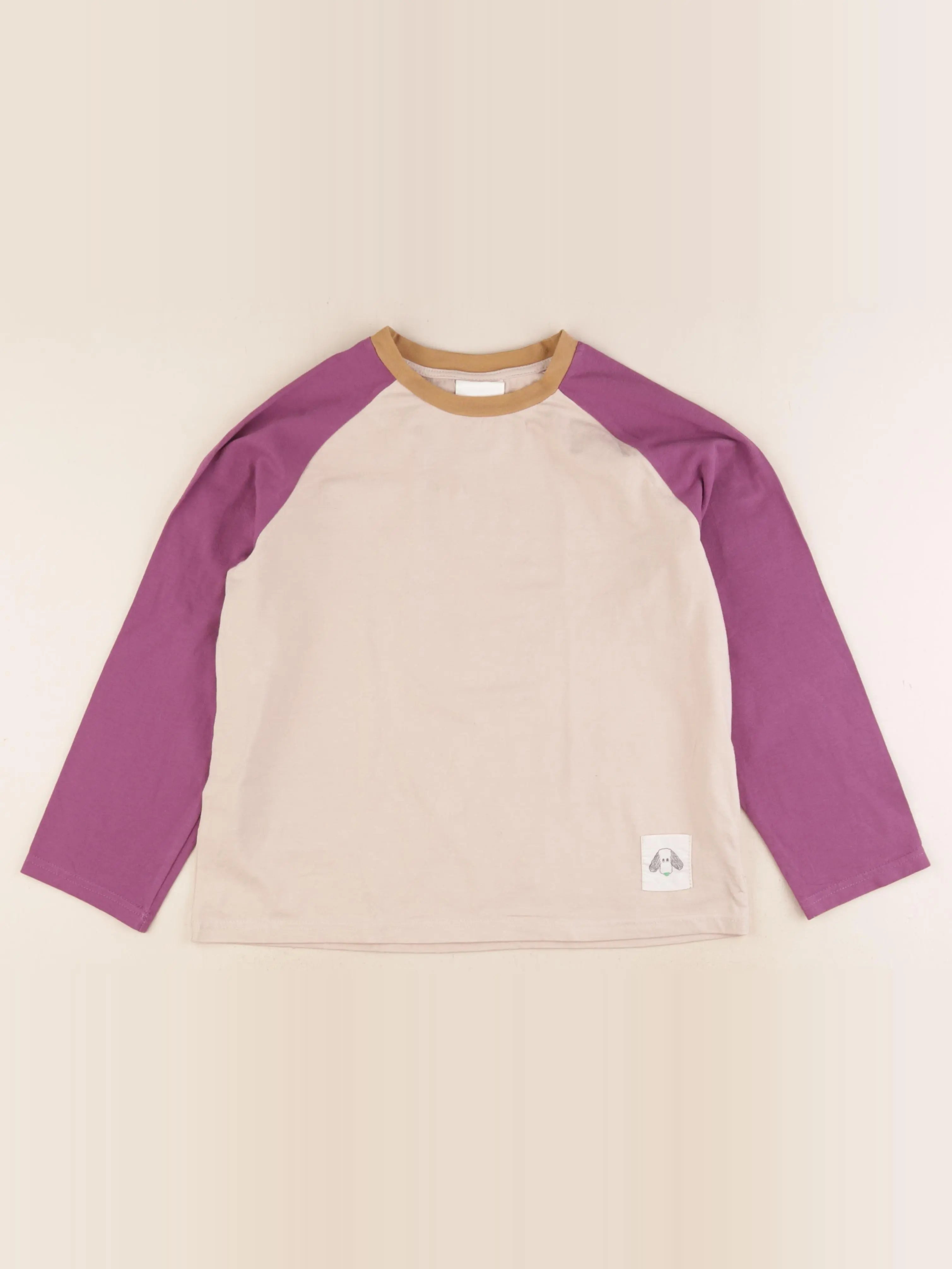 Gamin gamine - tee-shirt beige, violet - 8/10 ans