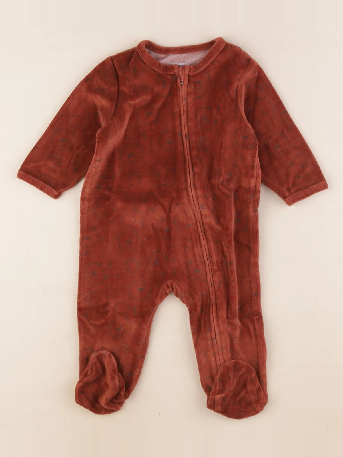 Vertbaudet - pyjama velours marron - 6 mois