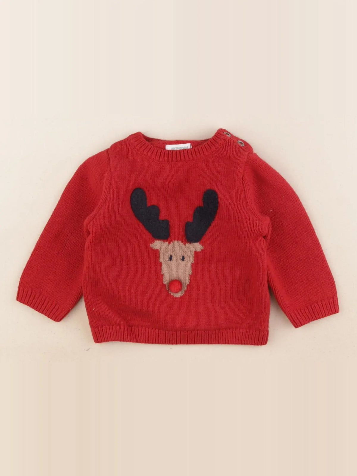 Vertbaudet - pull rouge - 9 mois