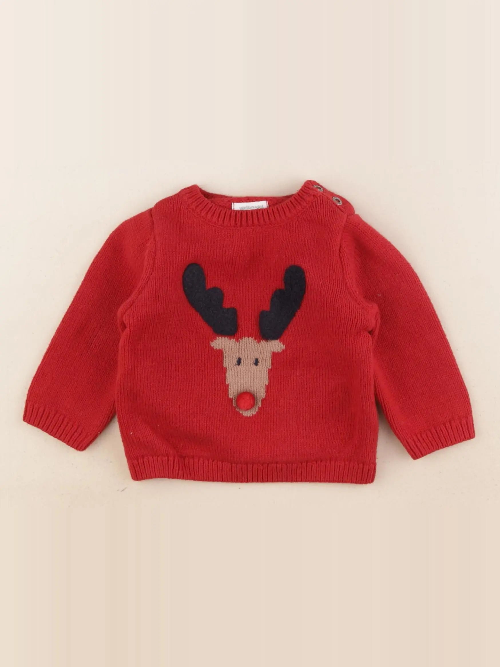 Vertbaudet - pull rouge - 9 mois