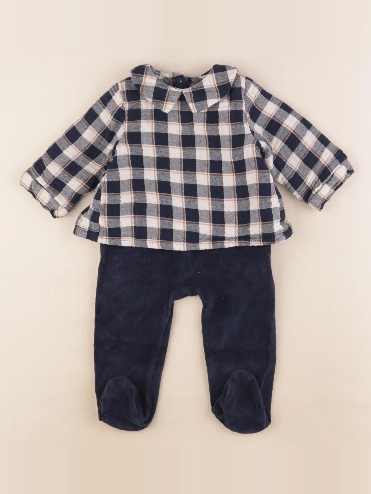 Vertbaudet - pyjama velours bleu - 9 mois