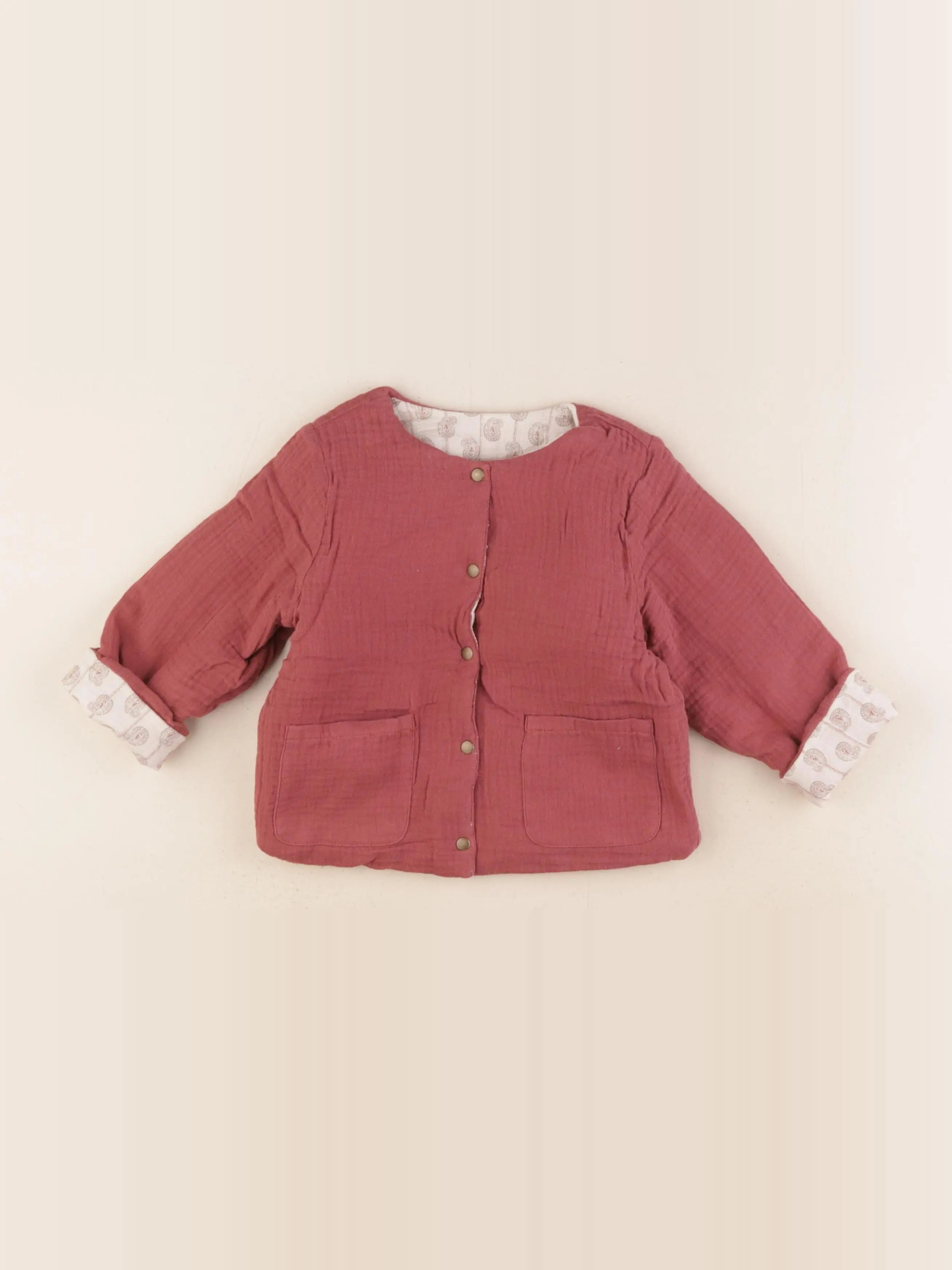 Natalys - veste réversible rose, beige - 18 mois