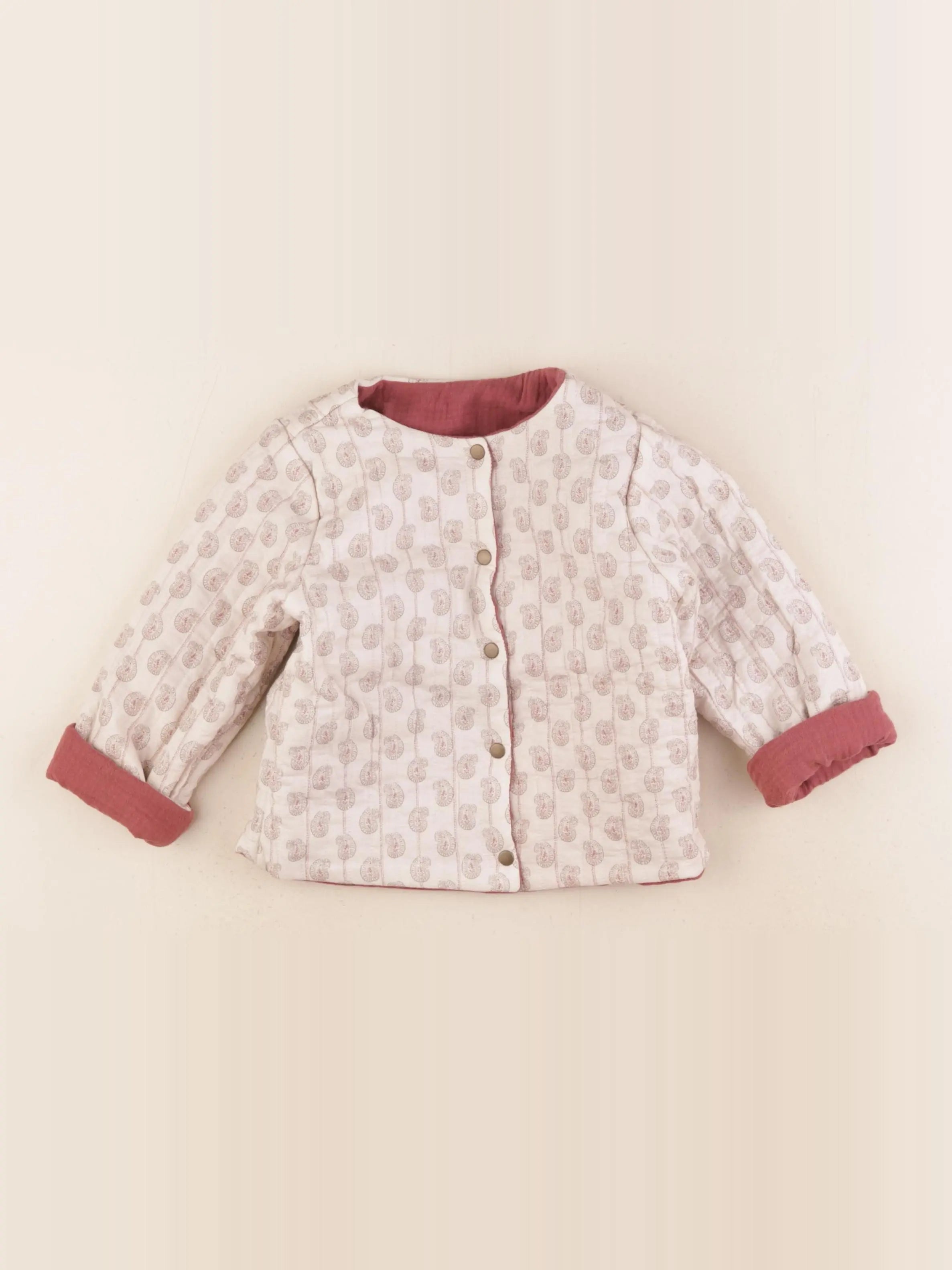 Natalys - veste réversible rose, beige - 18 mois