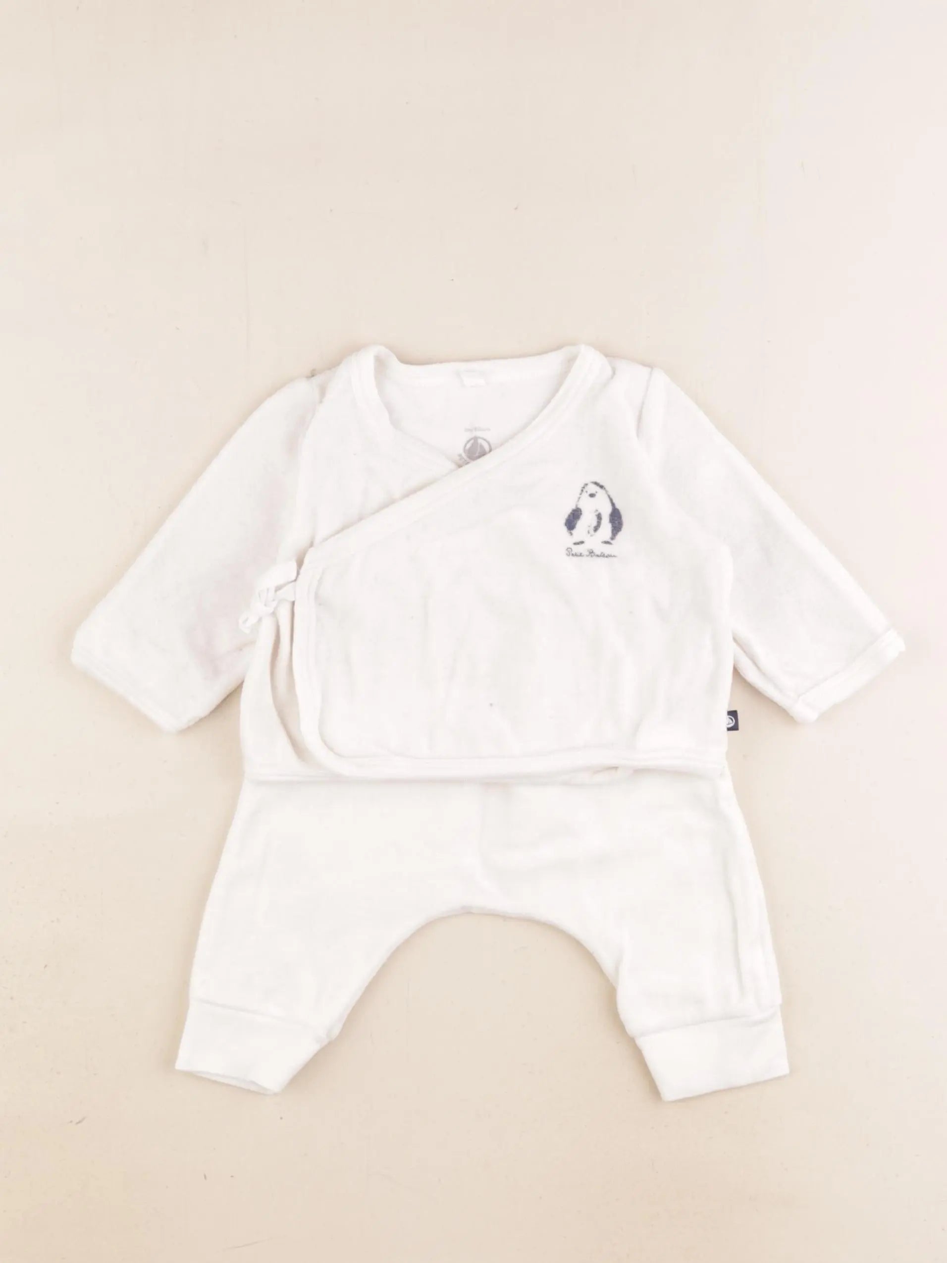 Petit Bateau - pyjama velours blanc - 3 mois