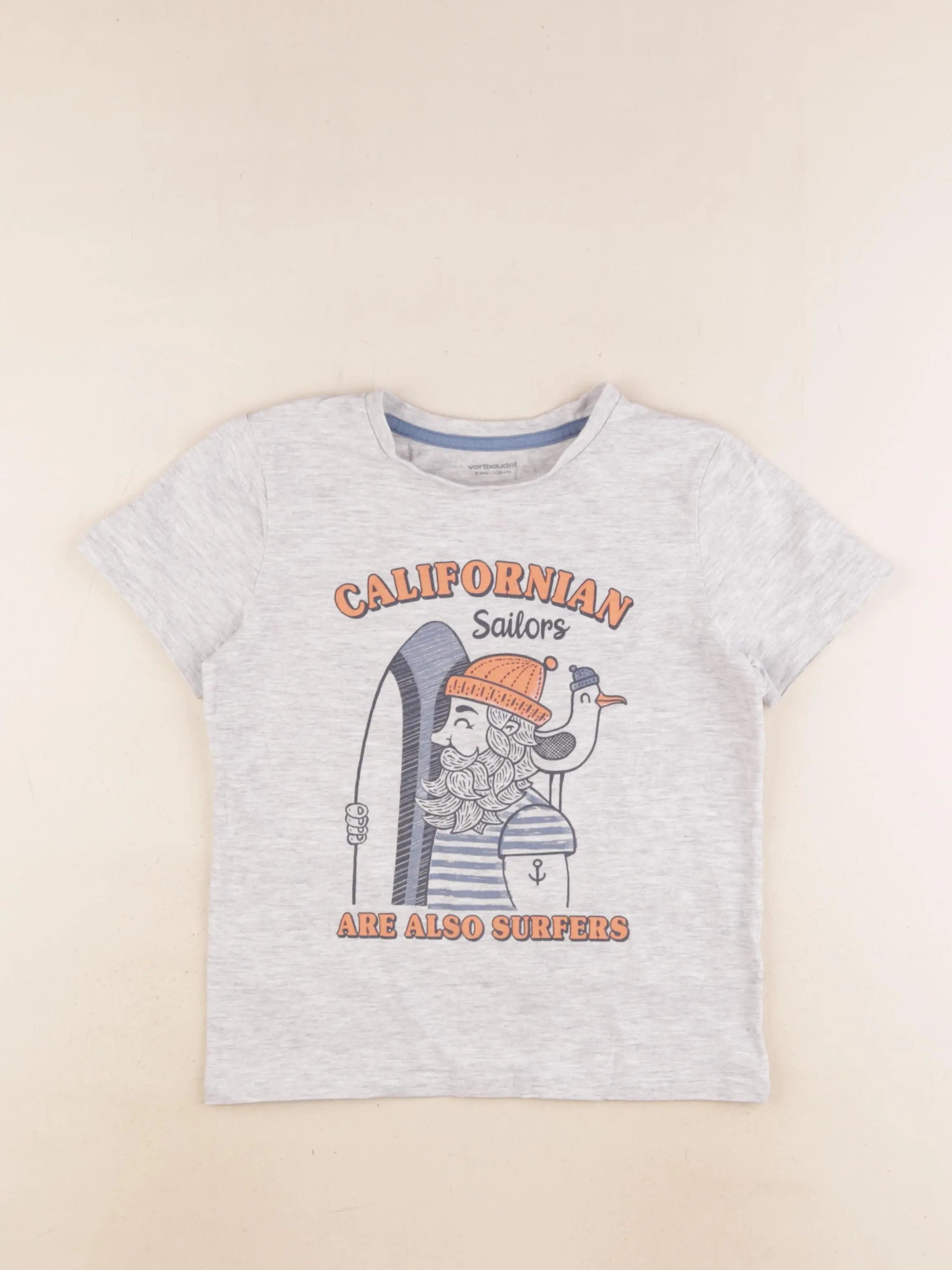 Vertbaudet - tee-shirt gris - 8 ans