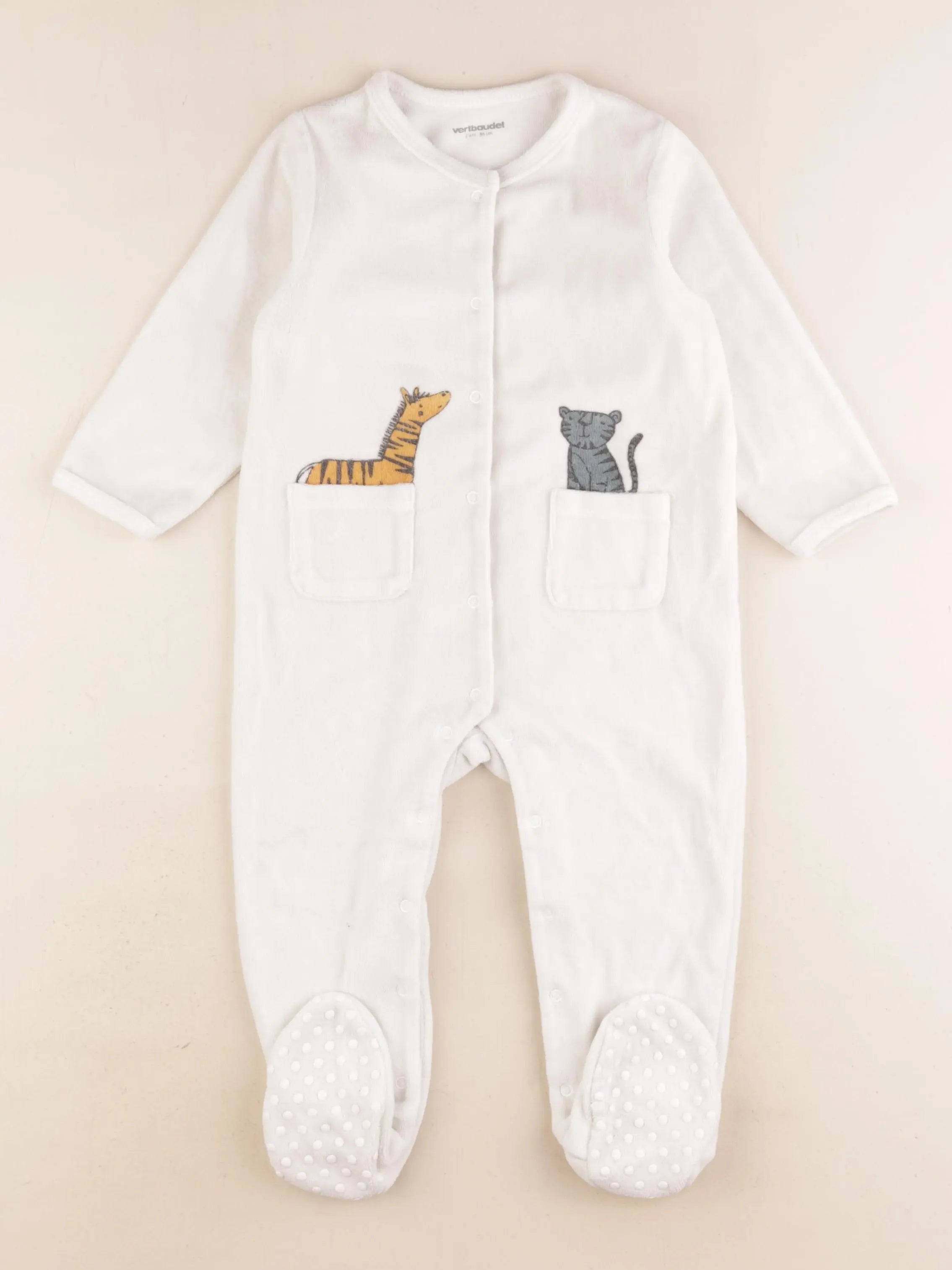 Vertbaudet - pyjama velours blanc - 2 ans
