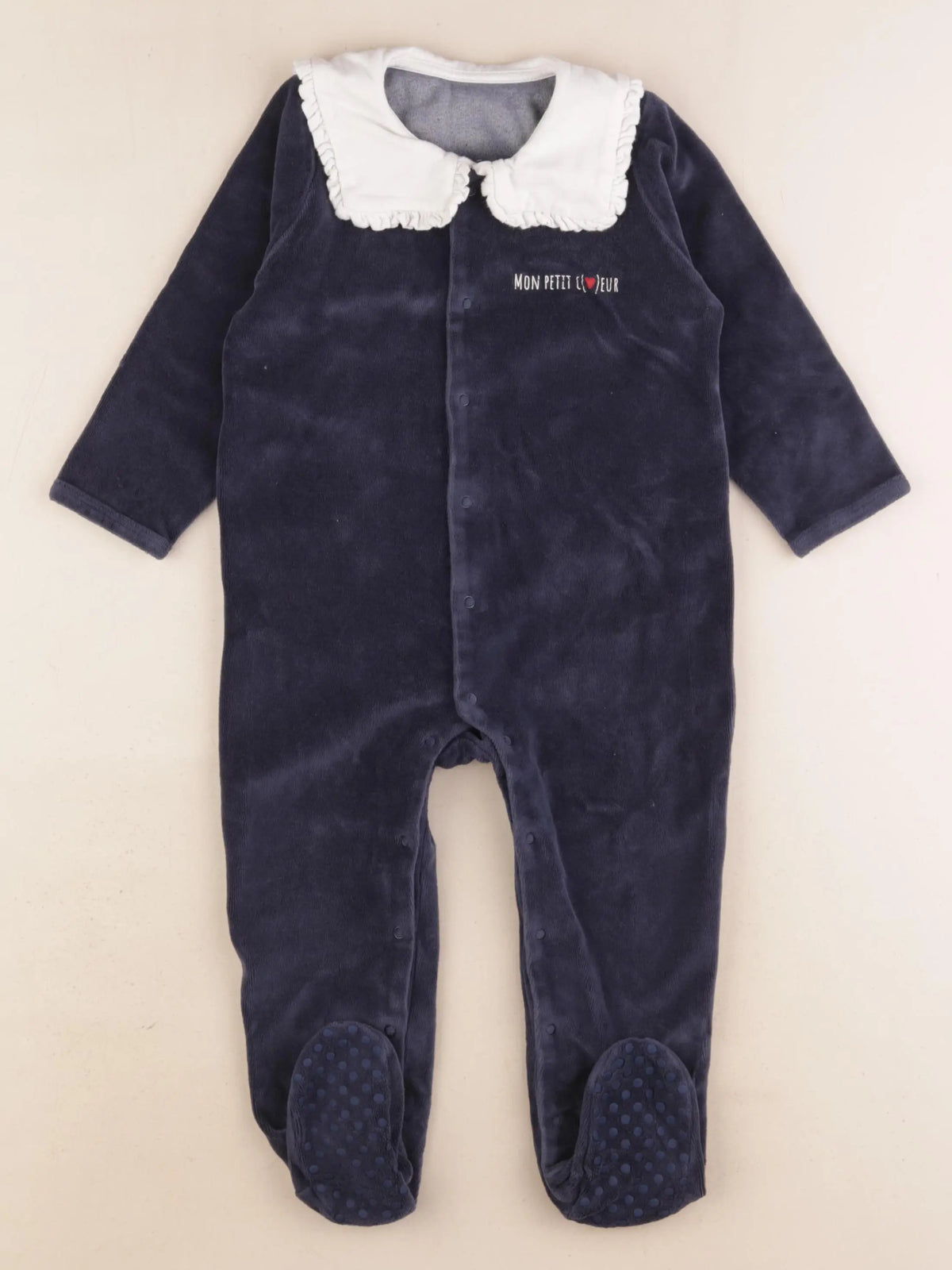 Vertbaudet - pyjama velours blanc, bleu - 2 ans