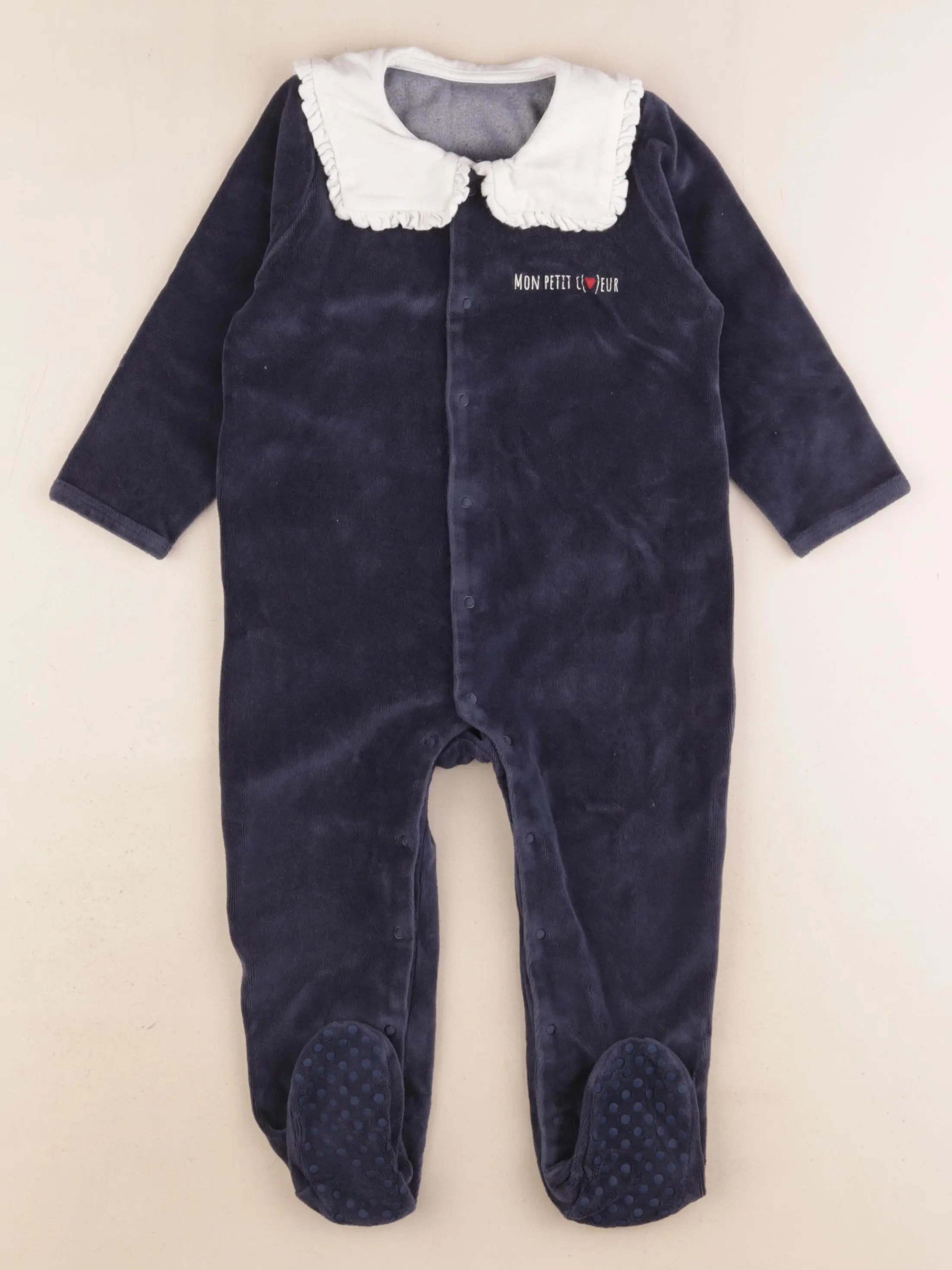 Vertbaudet - pyjama velours blanc, bleu - 2 ans