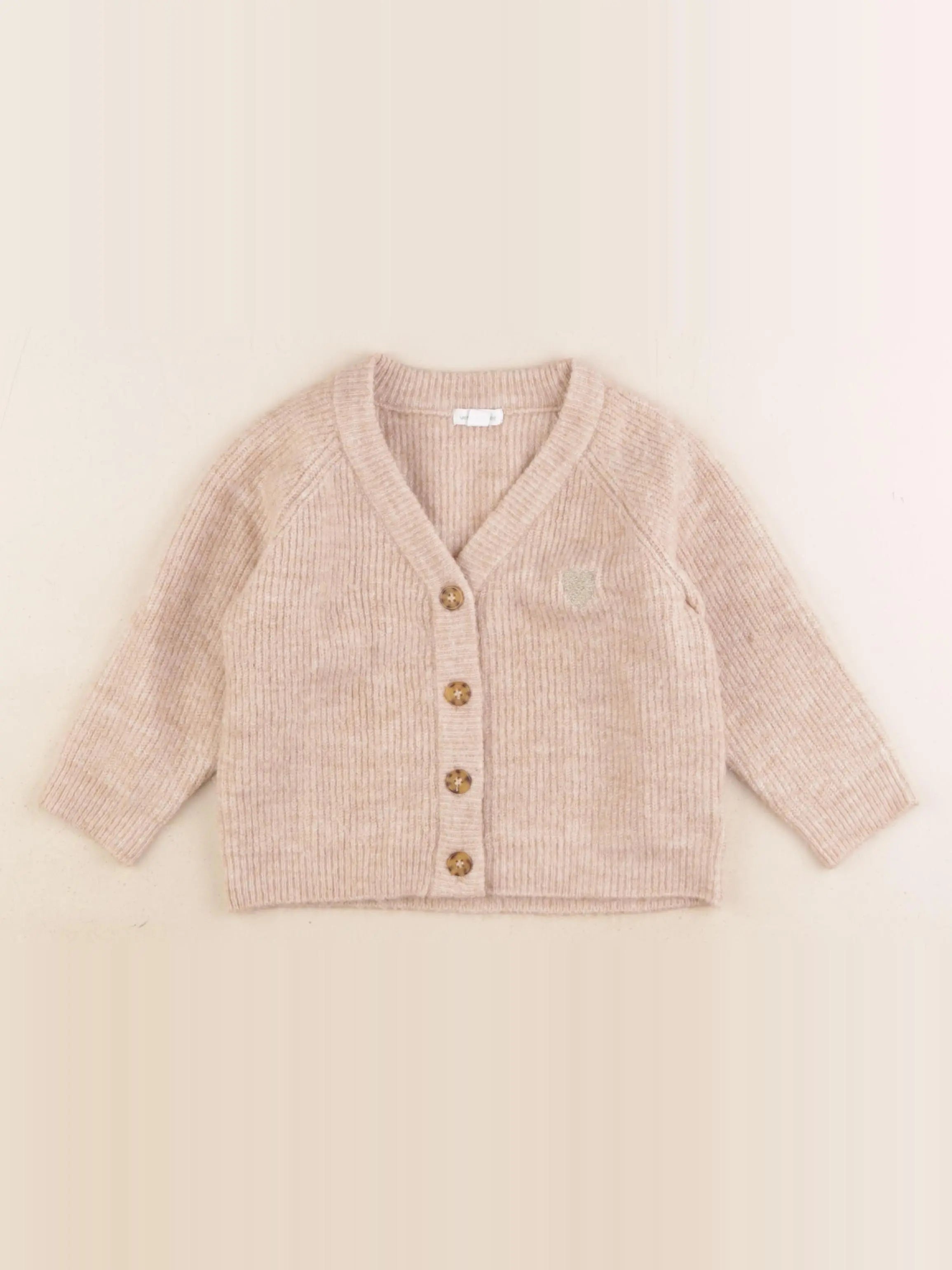 Vertbaudet - gilet marron, or - 18 mois