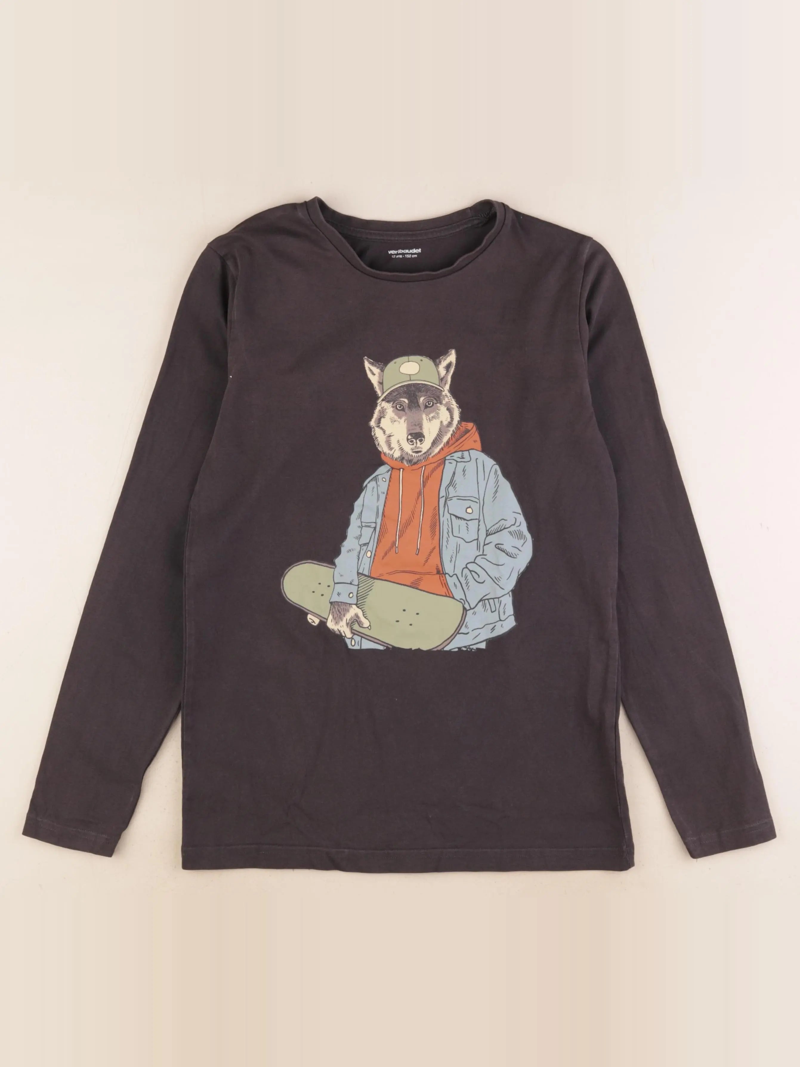 Vertbaudet - tee-shirt gris, noir - 12 ans