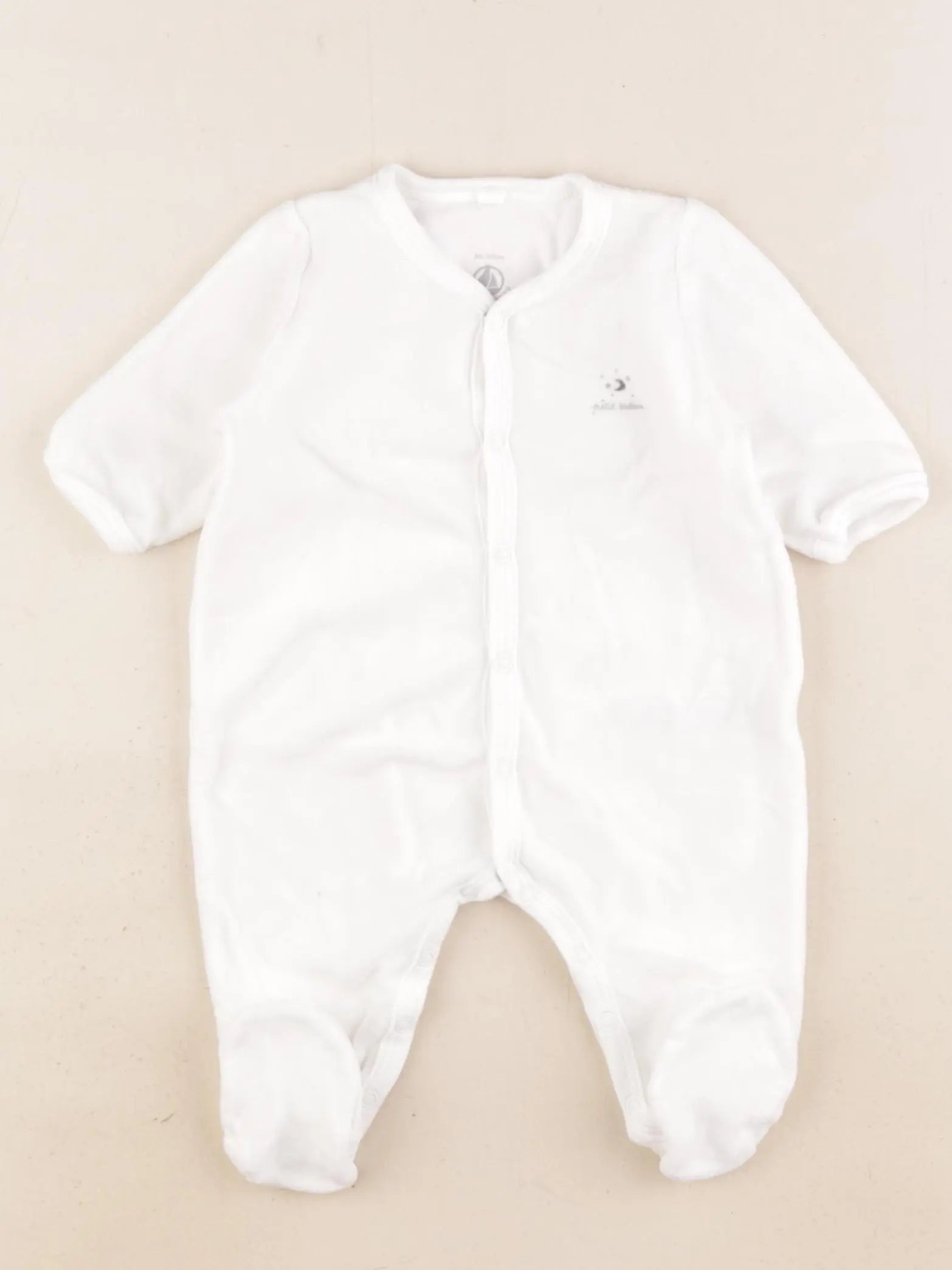 Petit Bateau - pyjama velours blanc - 3 mois