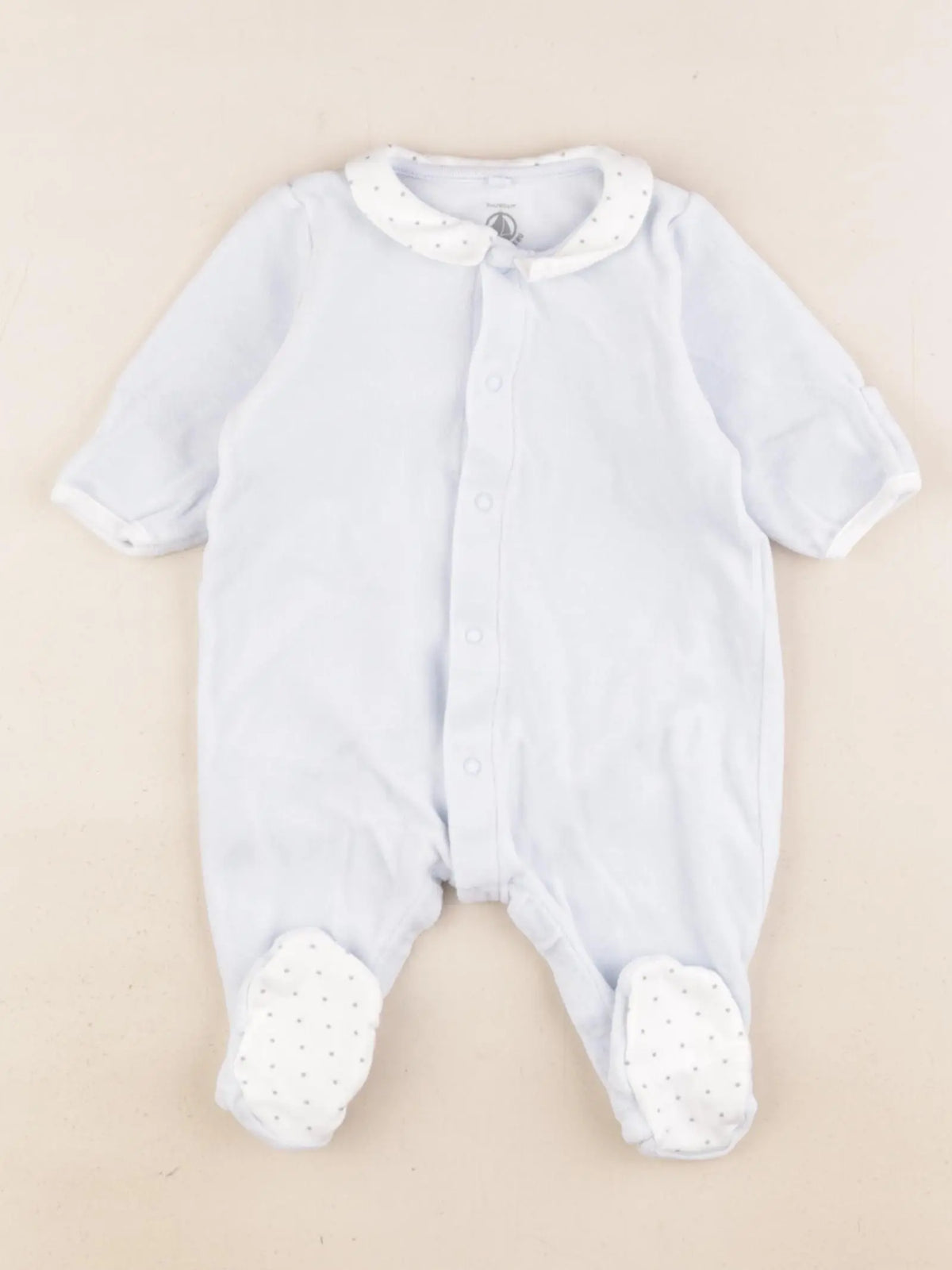 Petit Bateau - pyjama velours bleu - 3 mois