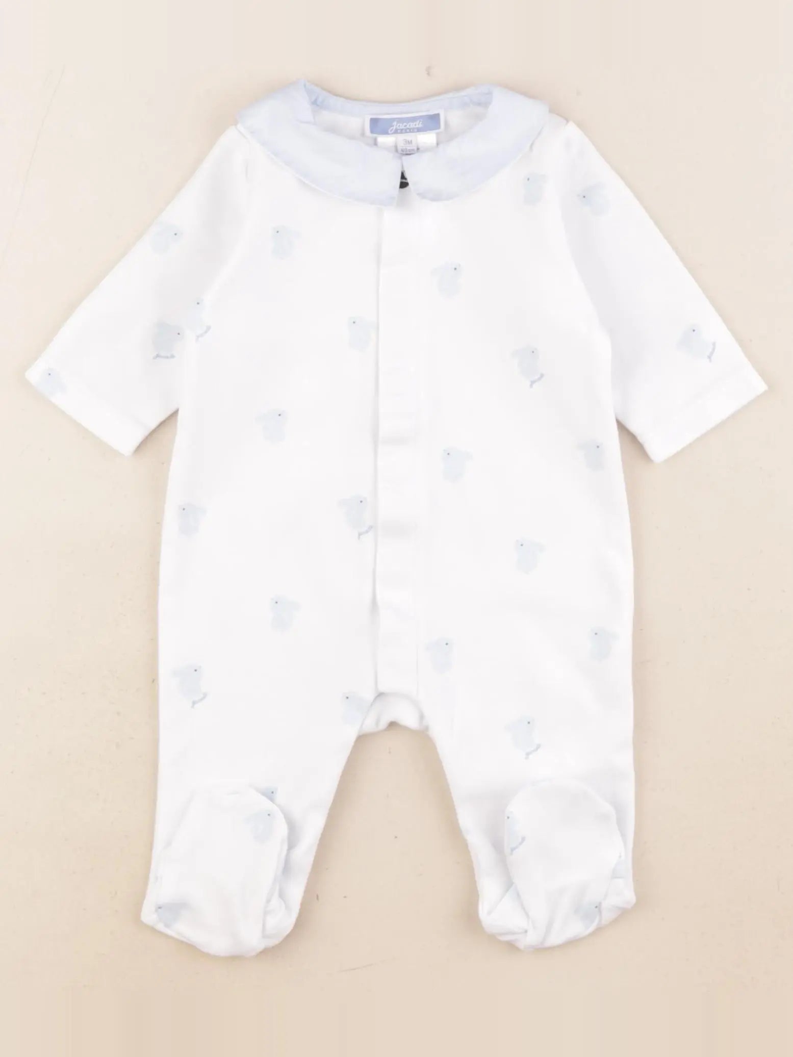 Jacadi - pyjama coton blanc, bleu - 3 mois