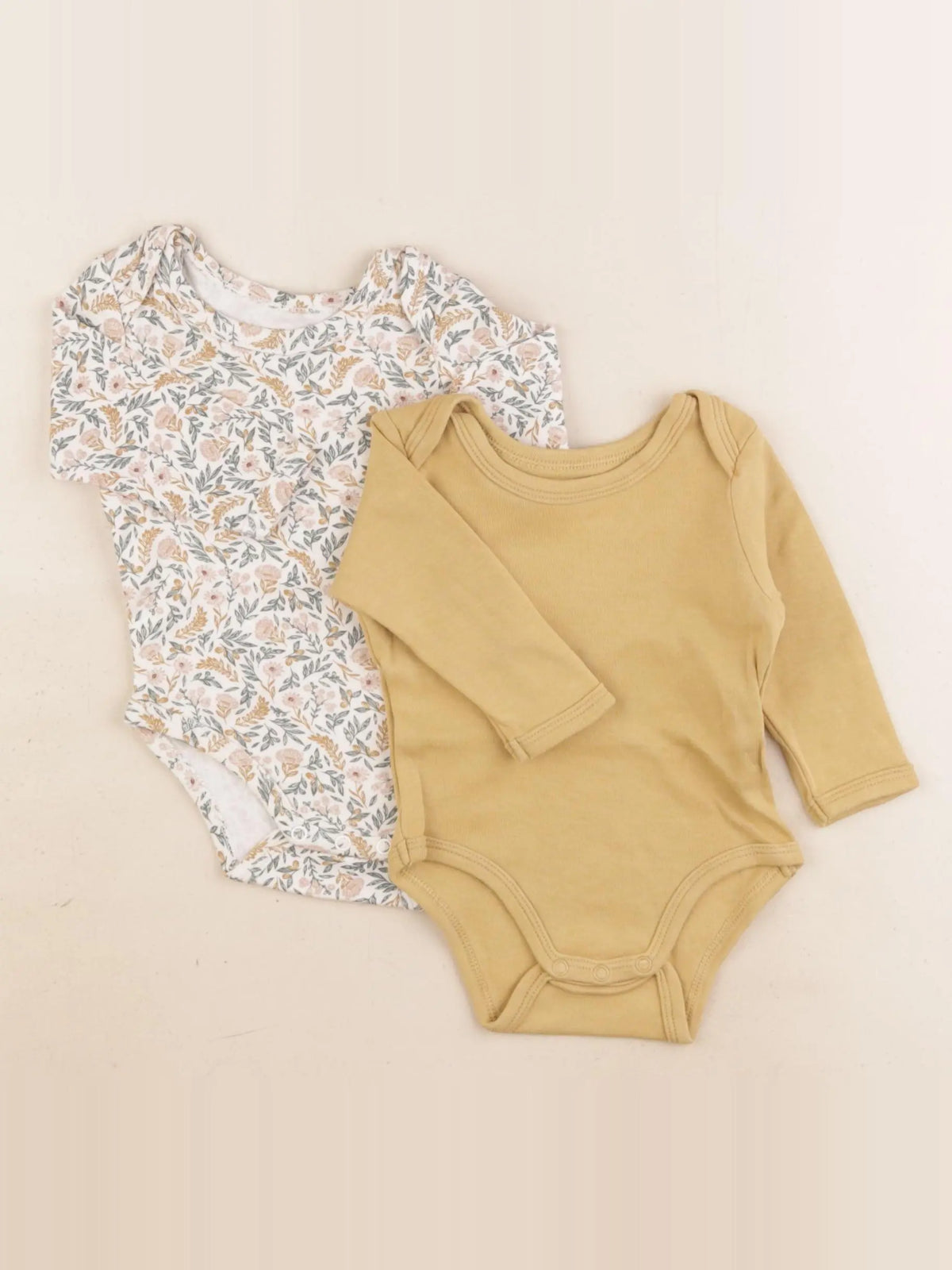 Vertbaudet - lot de 2 bodies en coton jaune, multicolore - 3 mois