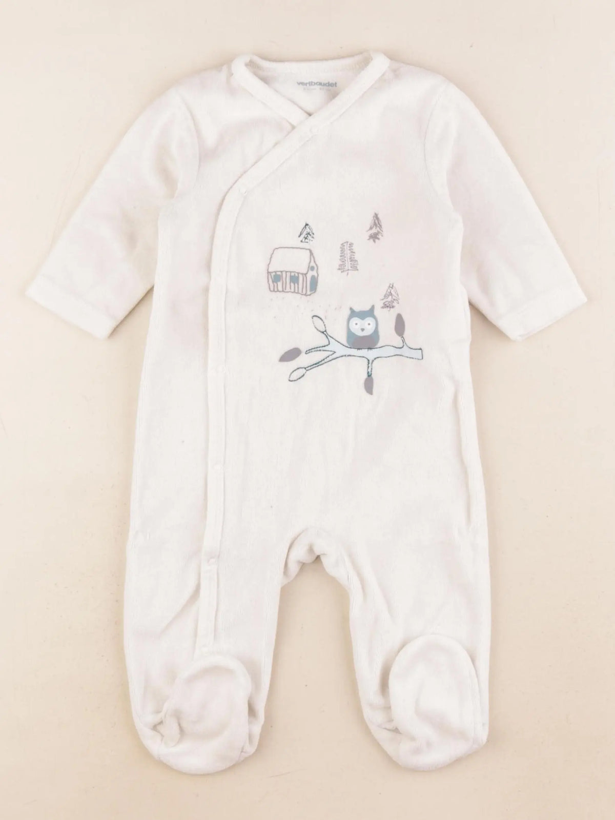 Vertbaudet - pyjama velours blanc - 6 mois