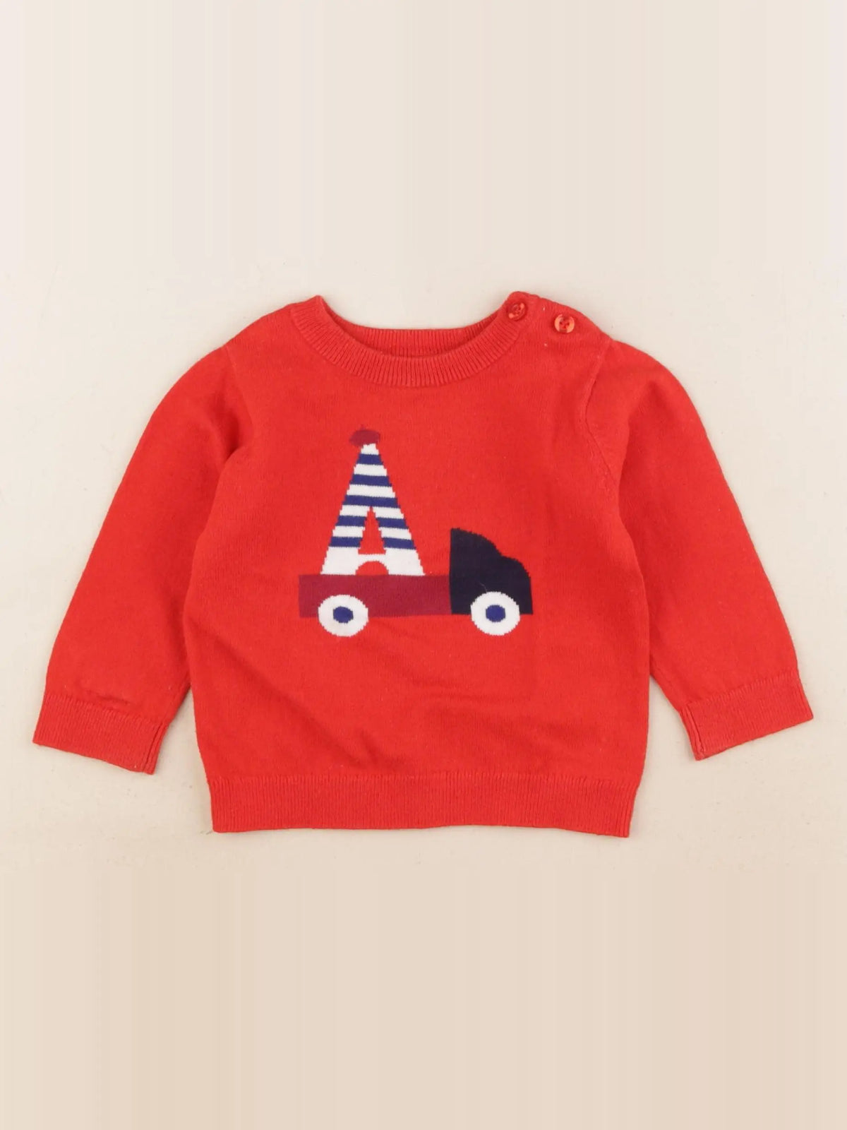 Jacadi - pull rouge - 12 mois